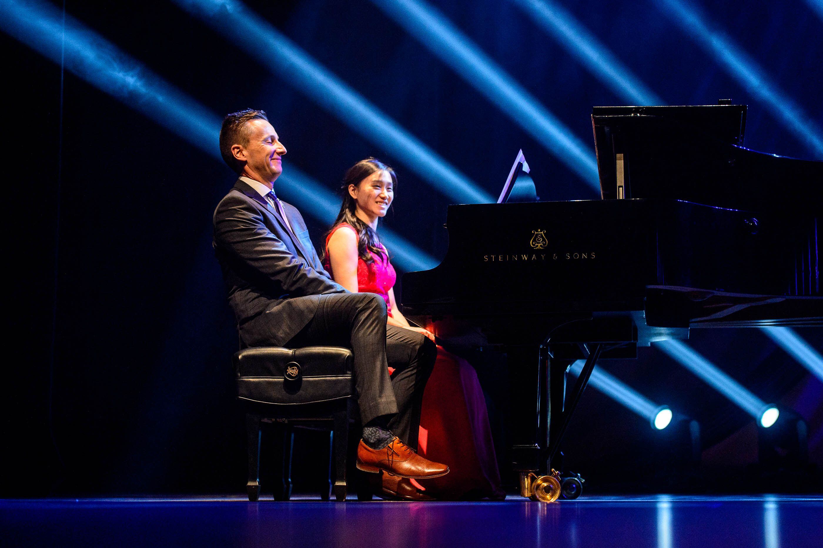 (Trent Nelson | The Salt Lake Tribune) Brad Mortensen performs a duet with Ling-Yu Lee at his inauguration as the president of Weber State University in Ogden on Tuesday, Jan. 7, 2020.