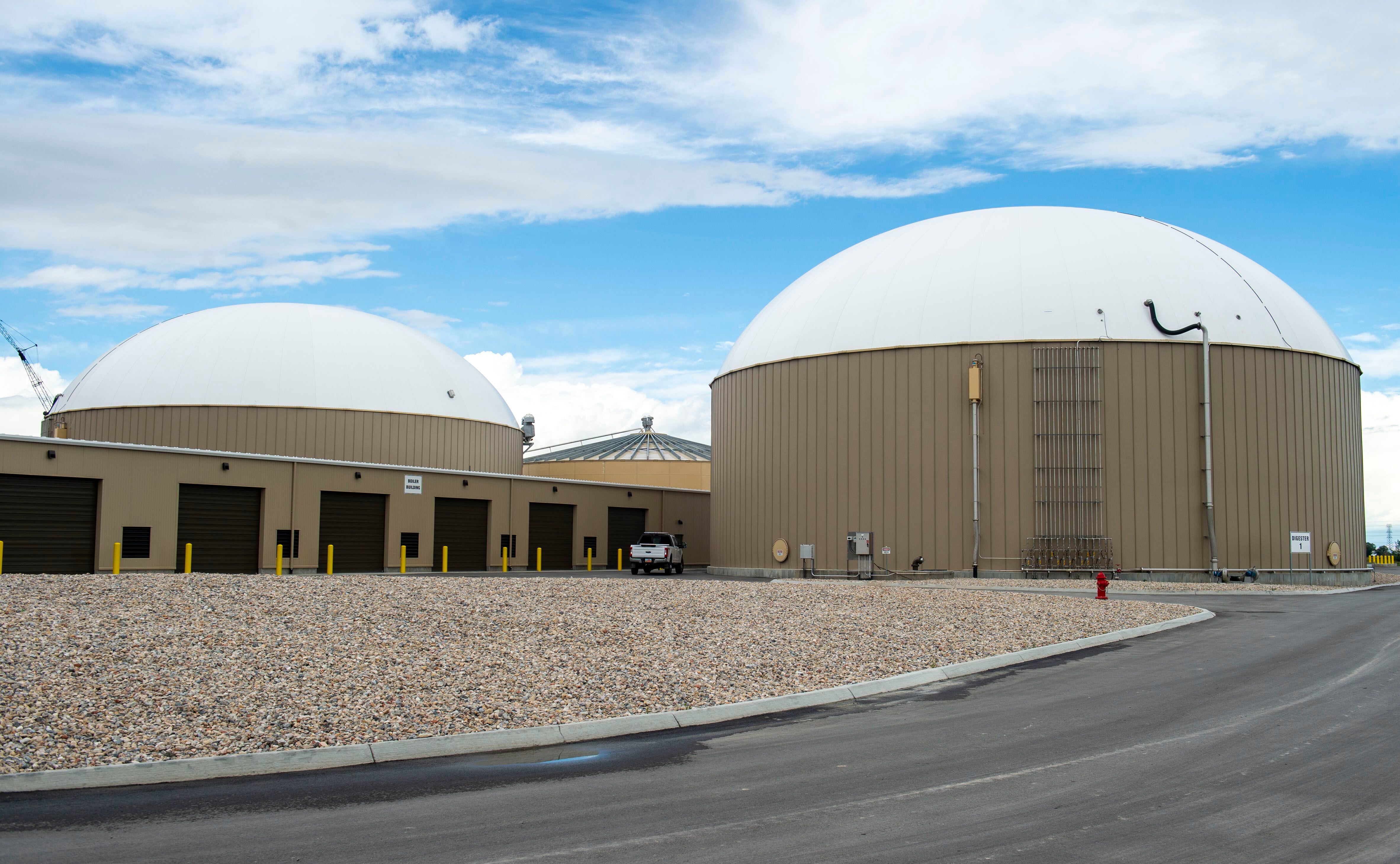 (Rick Egan | The Salt Lake Tribune) Digesters at Wasatch Resource Recovery in North Salt Lake. Friday, May 24, 2019. 