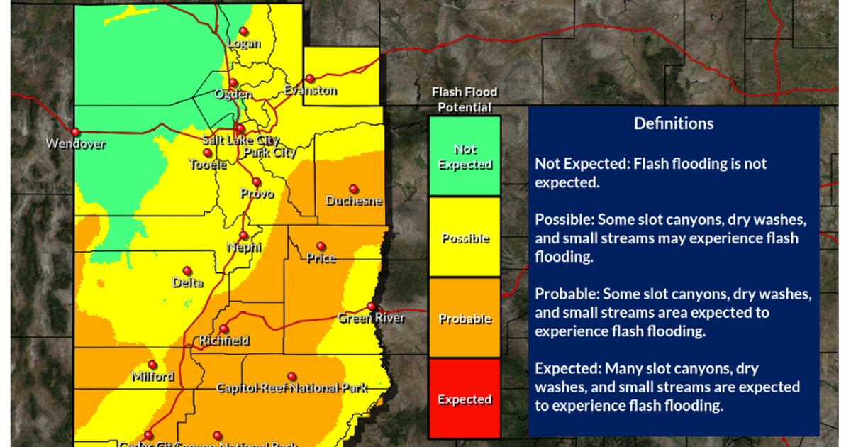 Flash flooding ‘probable’ in much of Utah through Friday