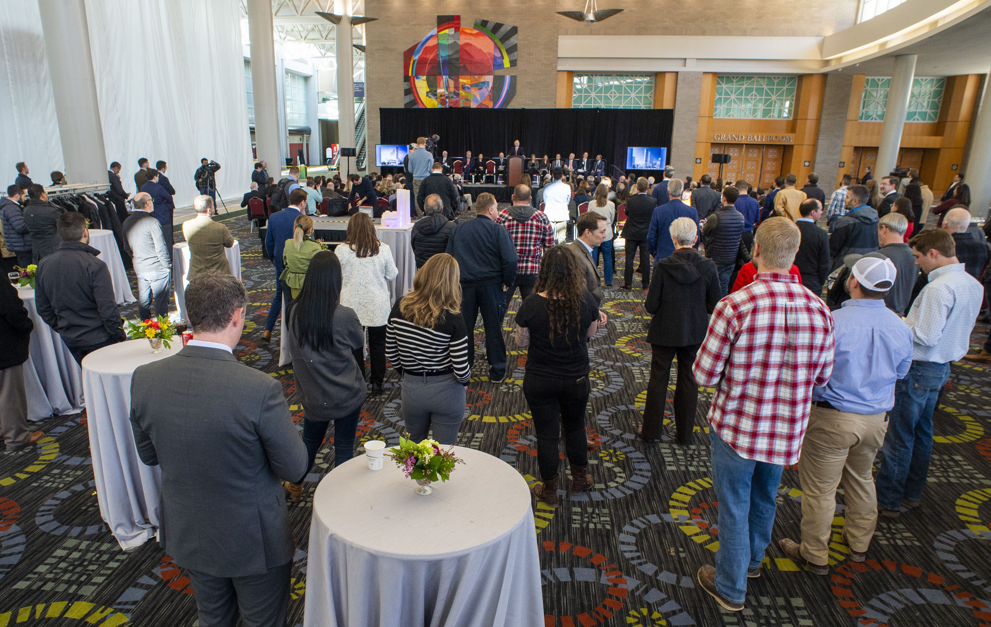 (Rick Egan | The Salt Lake Tribune) Guests attend the ground breaking ceremony for the new Hyatt Regency Salt Lake City Hotel, at the Salt Palace Convention Center, Friday, Jan. 10, 2020. 