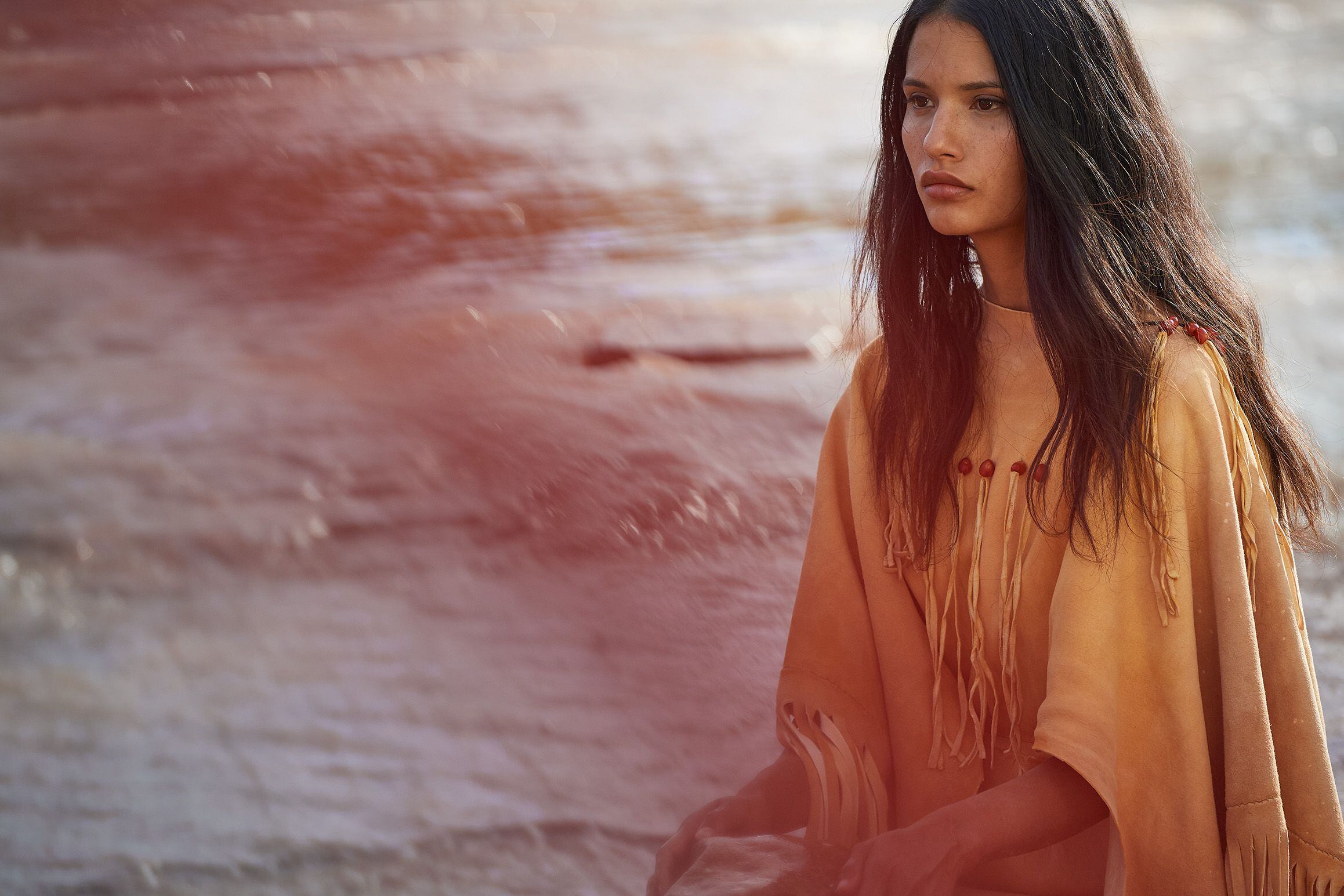 (Image courtesy Parfums Christian Dior) Tanaya Beatty, a descendant of the Da'Naxda'xw Nation in British Columbia, appears in a commercial for Christian Dior's men's fragrance Sauvage, filmed in southeast Utah.