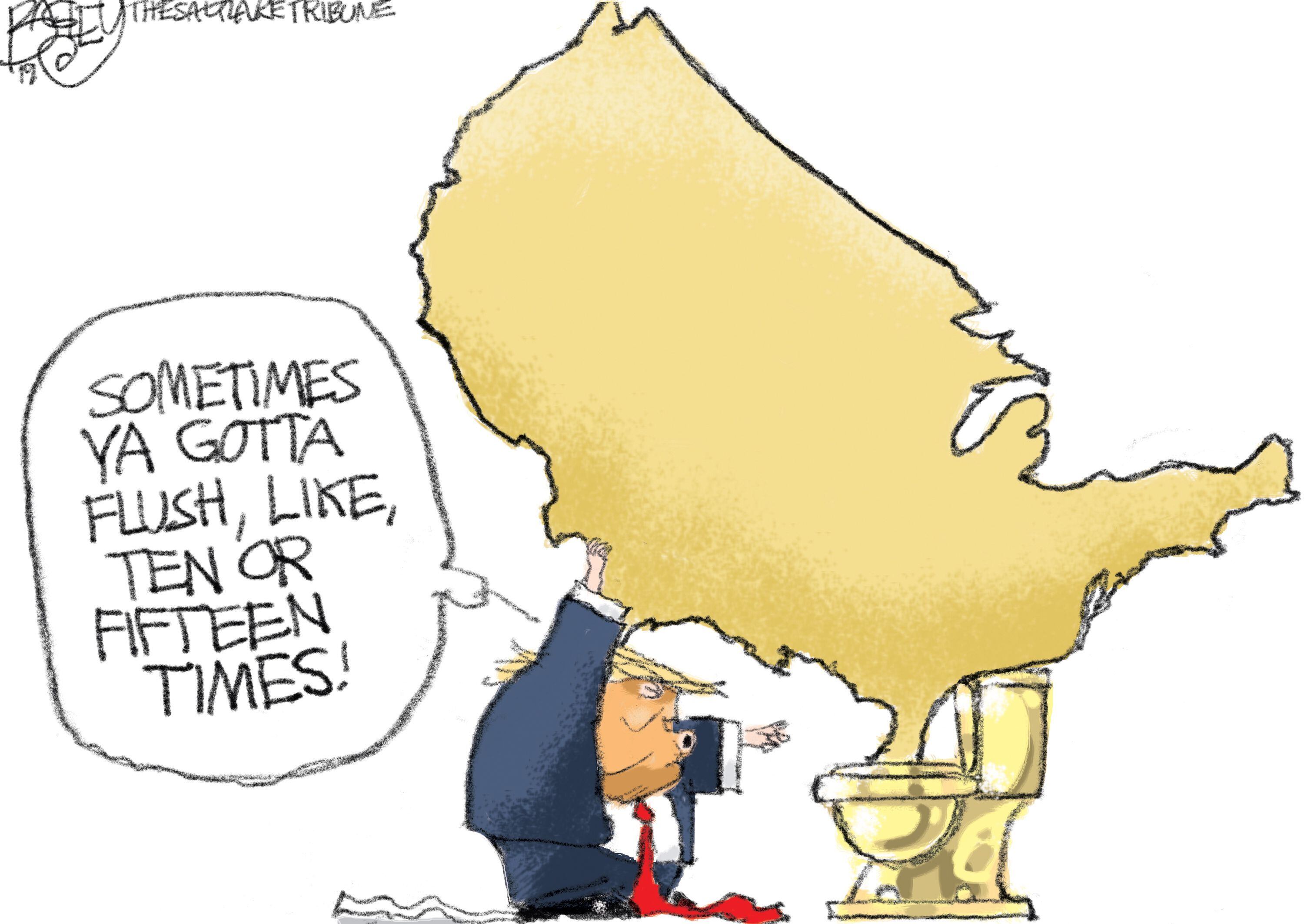 (Pat Bagley | The Salt Lake Tribune) This cartoon, titled "The Trump Throne," appears in The Salt Lake Tribune on Sunday, Dec. 8, 2019.