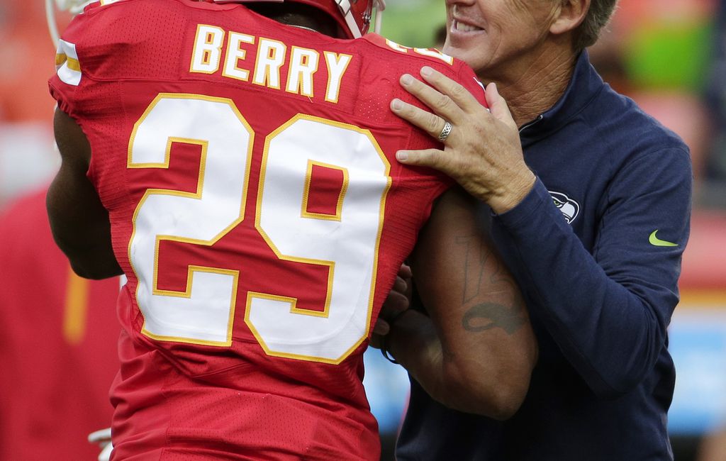 Kansas City Chiefs defensive back Eric Berry (29) gets up after