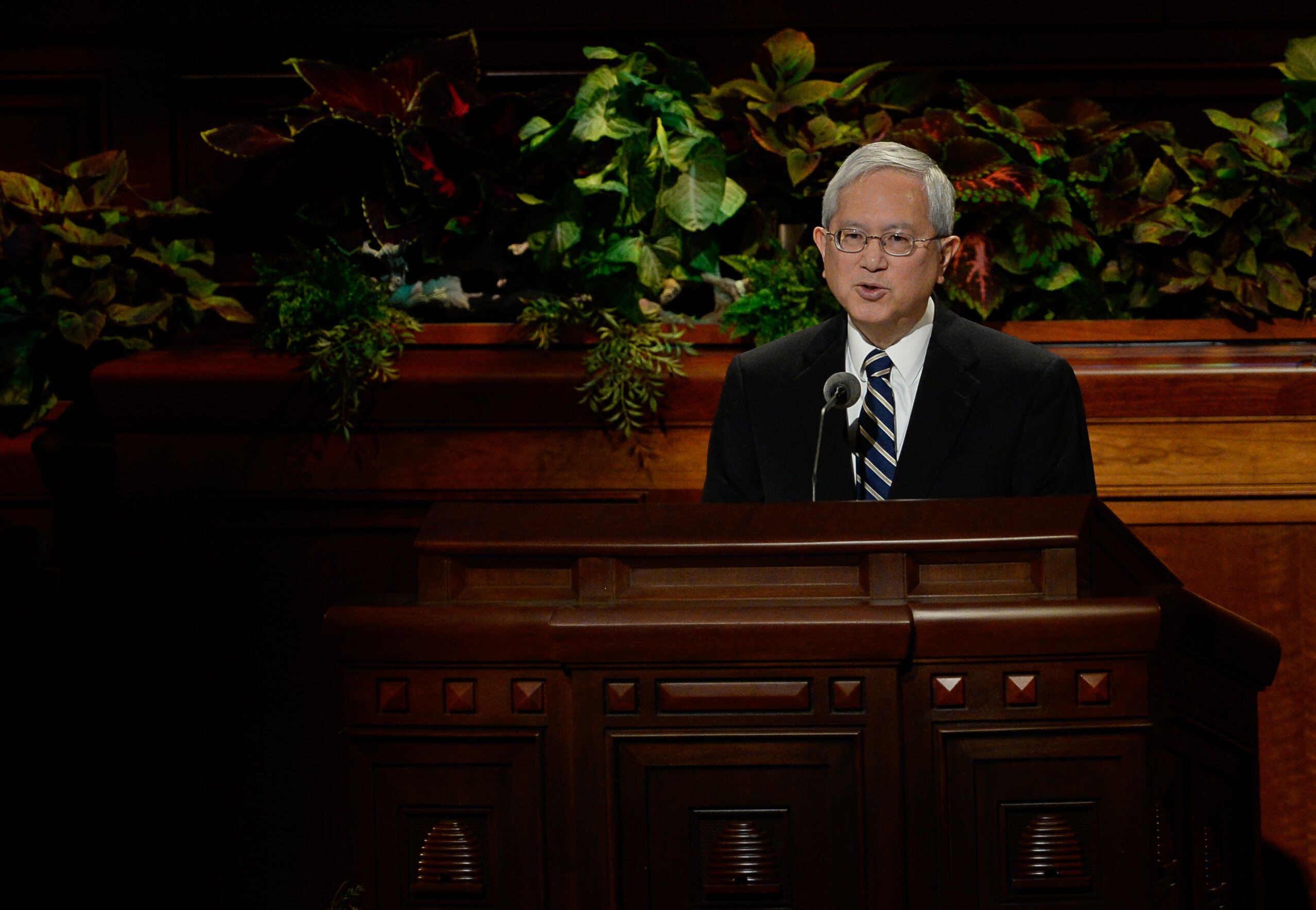 (Francisco Kjolseth | The Salt Lake Tribune) Gerrit W. Gong, a member of the Quorum of the Twelve Apostles speaks during the 189th Semiannual General Conference of The Church of Jesus Christ of Latter-day Saints in the Conference Center in Salt Lake City on Sunday, Oct. 6, 2019.