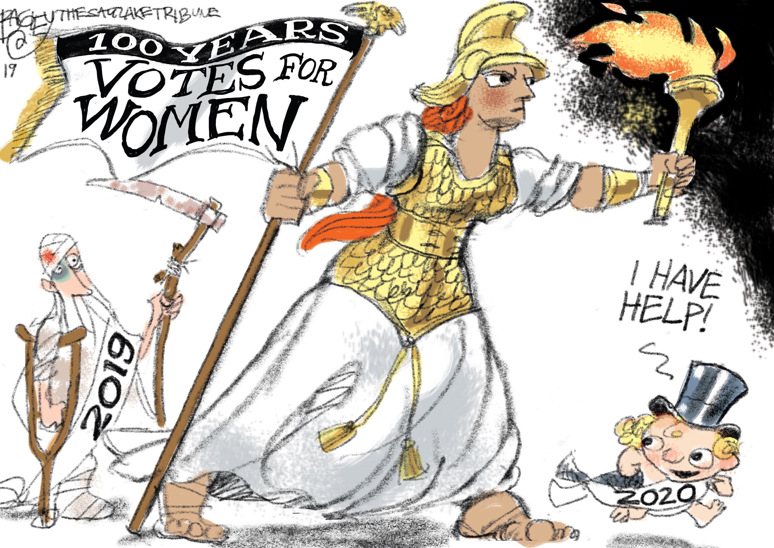 (Pat Bagley | The Salt Lake Tribune) This cartoon, titled "Warriors for Democracy," appears in The Salt Lake Tribune on Tuesday, Dec. 31, 2019.