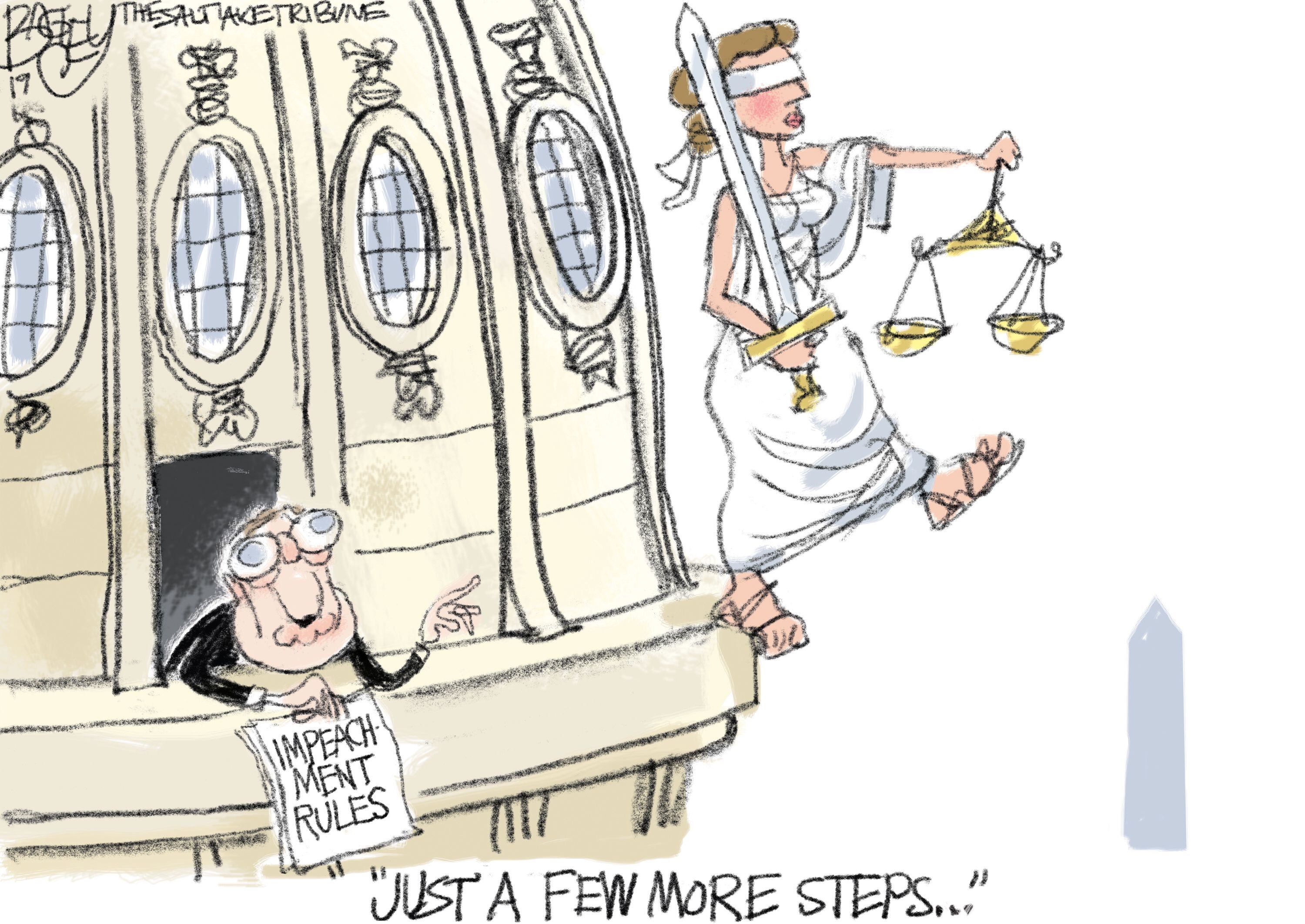 (Pat Bagley | The Salt Lake Tribune) This cartoon, titled "Republican Rules of Impeachment," appears in The Salt Lake Tribune on Tuesday, Dec. 17, 2019.