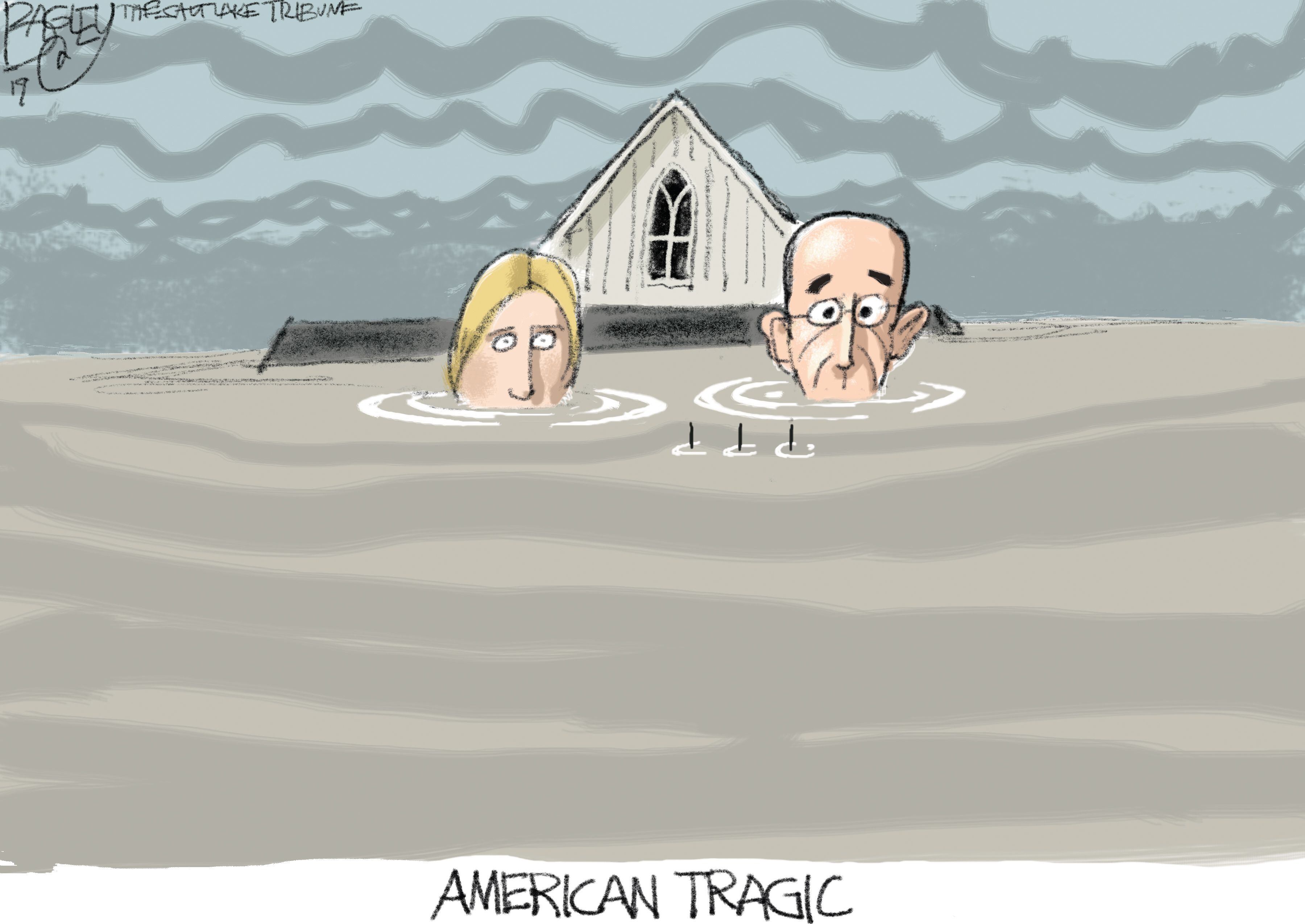 (Pat Bagley | The Salt Lake Tribune) This cartoon, titled “American Tragic,” appears in The Salt Lake Tribune on Wednesday, May 29, 2019.