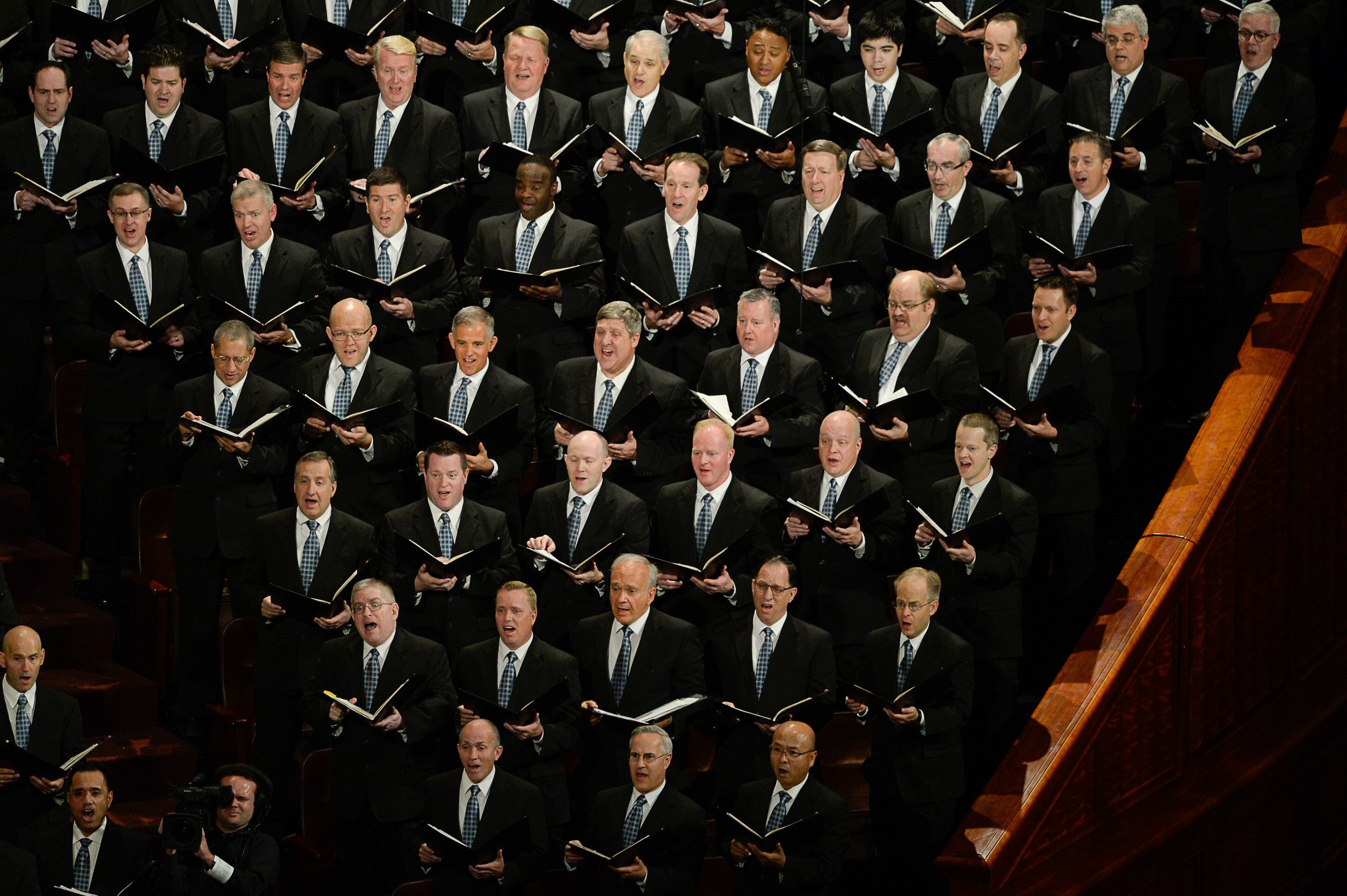 (Francisco Kjolseth | The Salt Lake Tribune) The Tabernacle Choir at Temple Square sings during the Sunday morning session of the 189th twice-annual General Conference of The Church of Jesus Christ of Latter-day Saints at the Conference Center in Salt Lake City on Sunday, Oct. 6, 2019.