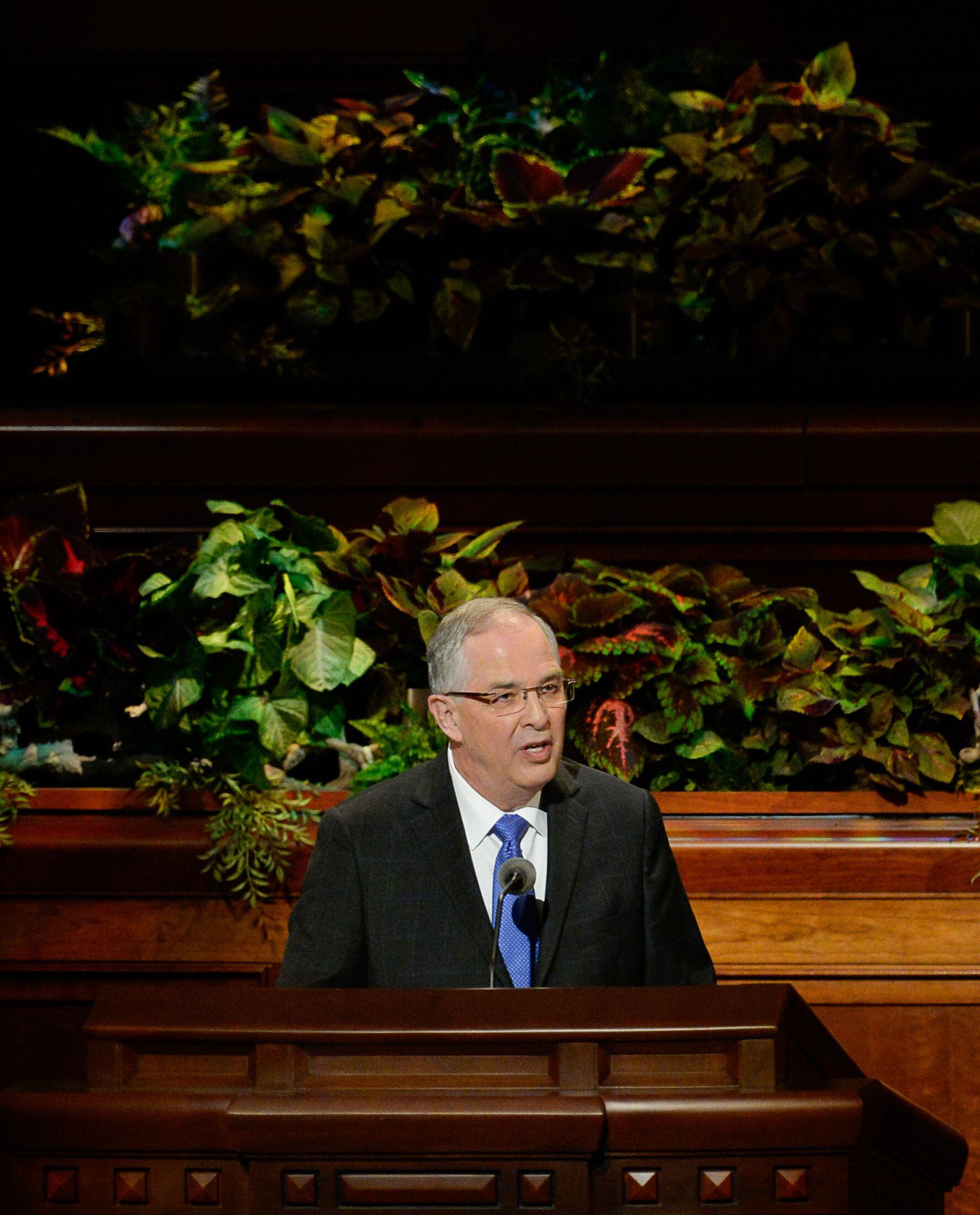 (Francisco Kjolseth | The Salt Lake Tribune) Neil L. Andersen of the of the Quorum of the Twelve Apostles speaks during the Sunday afternoon session of the 189th twice-annual General Conference of The Church of Jesus Christ of Latter-day Saints at the Conference Center in Salt Lake City on Sunday, Oct. 6, 2019.