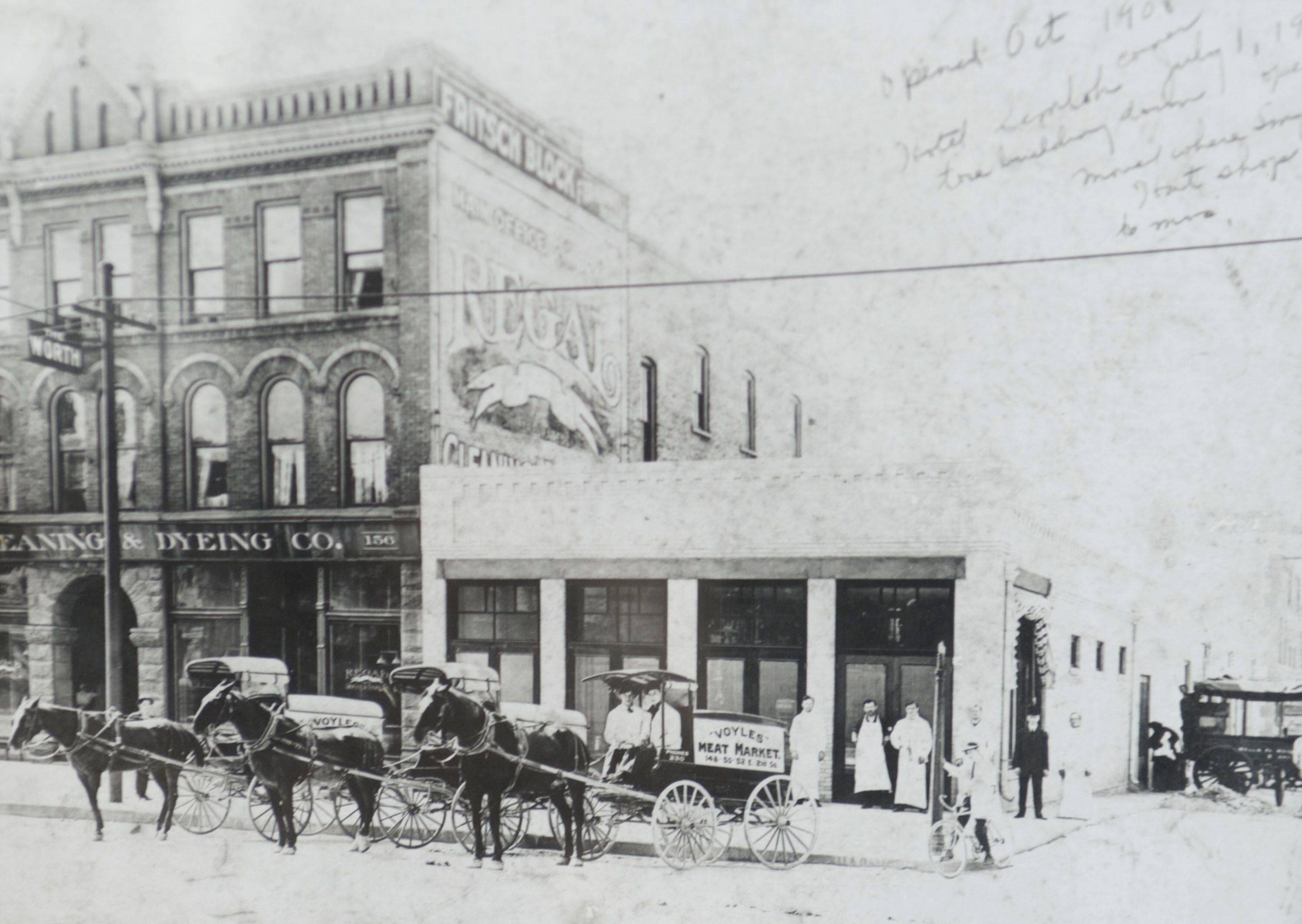 (Jeremy Harmon | The Salt Lake Tribune) Voyle's Meat Market, seen here in 1908, is now Cedars of Lebanon restaurant which is closing after 38 years.