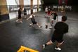 (Bethany Baker  |  The Salt Lake Tribune) People play street soccer on a smaller indoor court at Calle in Salt Lake City on Wednesday, June 26, 2024.