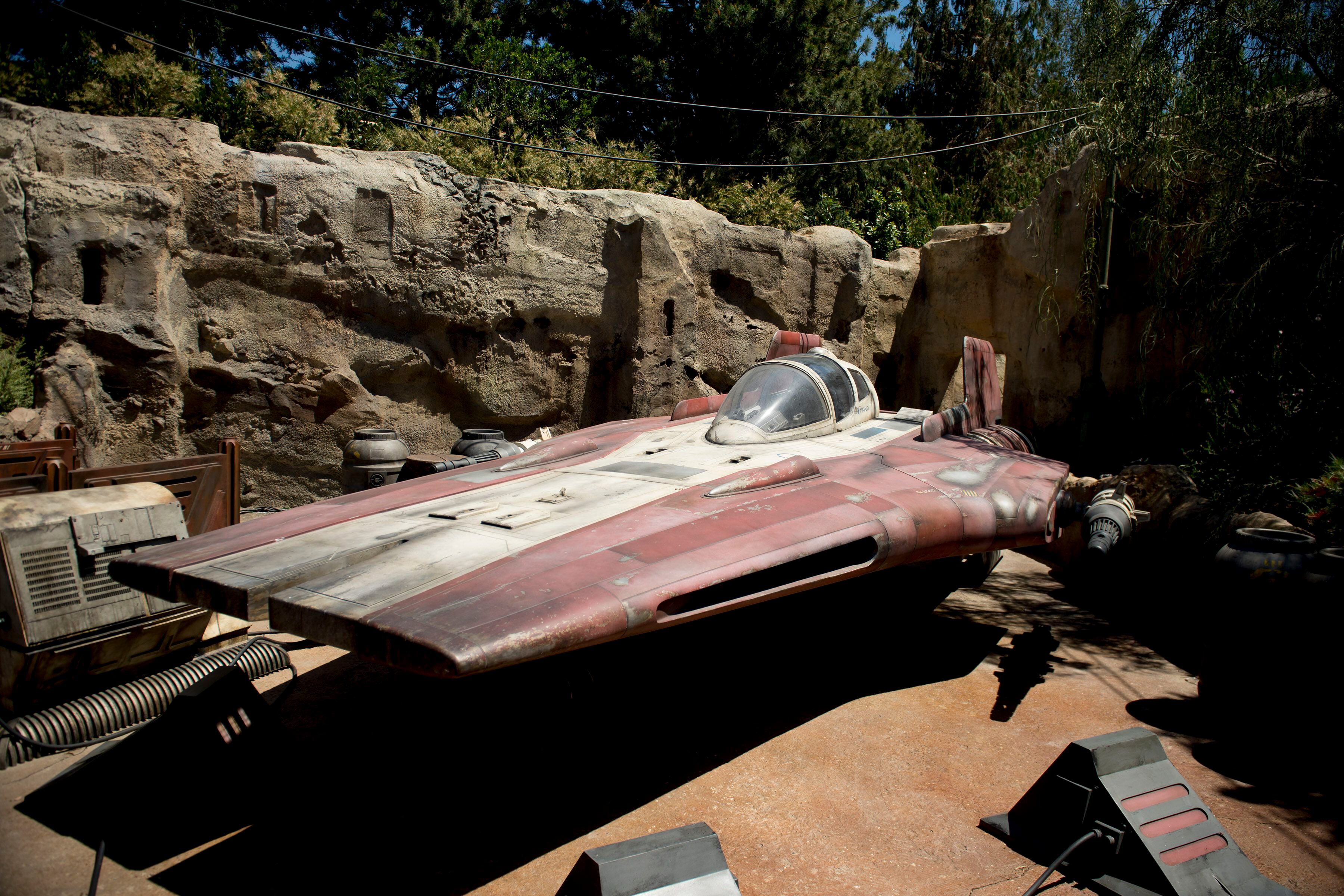 (Jeremy Harmon | The Salt Lake Tribune) A Resistance A-wing is seen docked at Star Wars: Galaxy's Edge in Anaheim, Ca. on Wednesday, May 29, 2019.