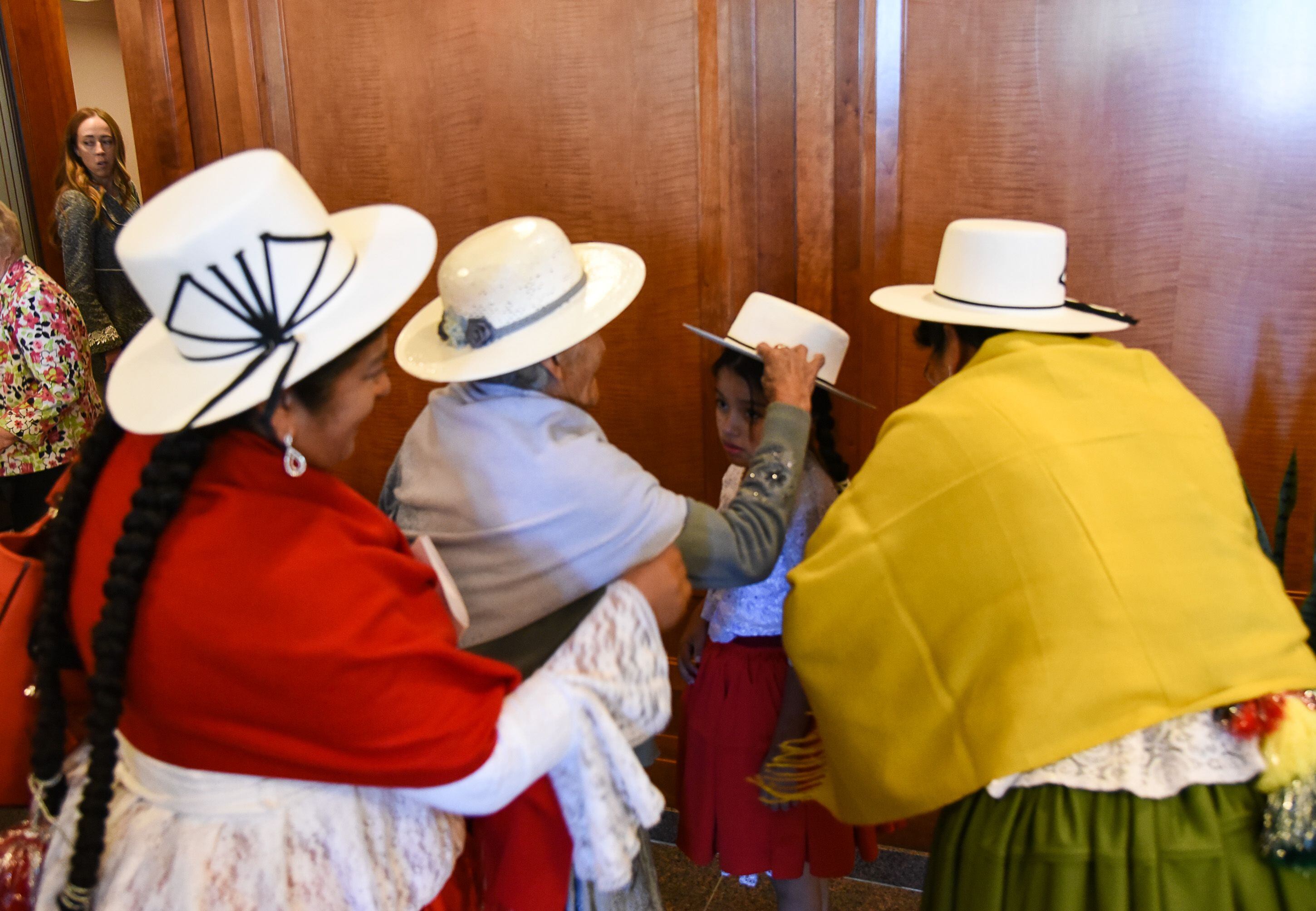 (Francisco Kjolseth | The Salt Lake Tribune) Family members from Bolivia Blanca Quispe, Aurelia, Britney, 8, and Elsa, from left, arrive for the Sunday session of the 189th twice-annual General Conference of The Church of Jesus Christ of Latter-day Saints at the Conference Center in Salt Lake City on Sunday, Oct. 6, 2019.