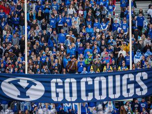 (Trent Nelson  |  The Salt Lake Tribune) BYU fans look on as BYU hosts East Carolina, NCAA football in Provo on Friday, Oct. 28, 2022.