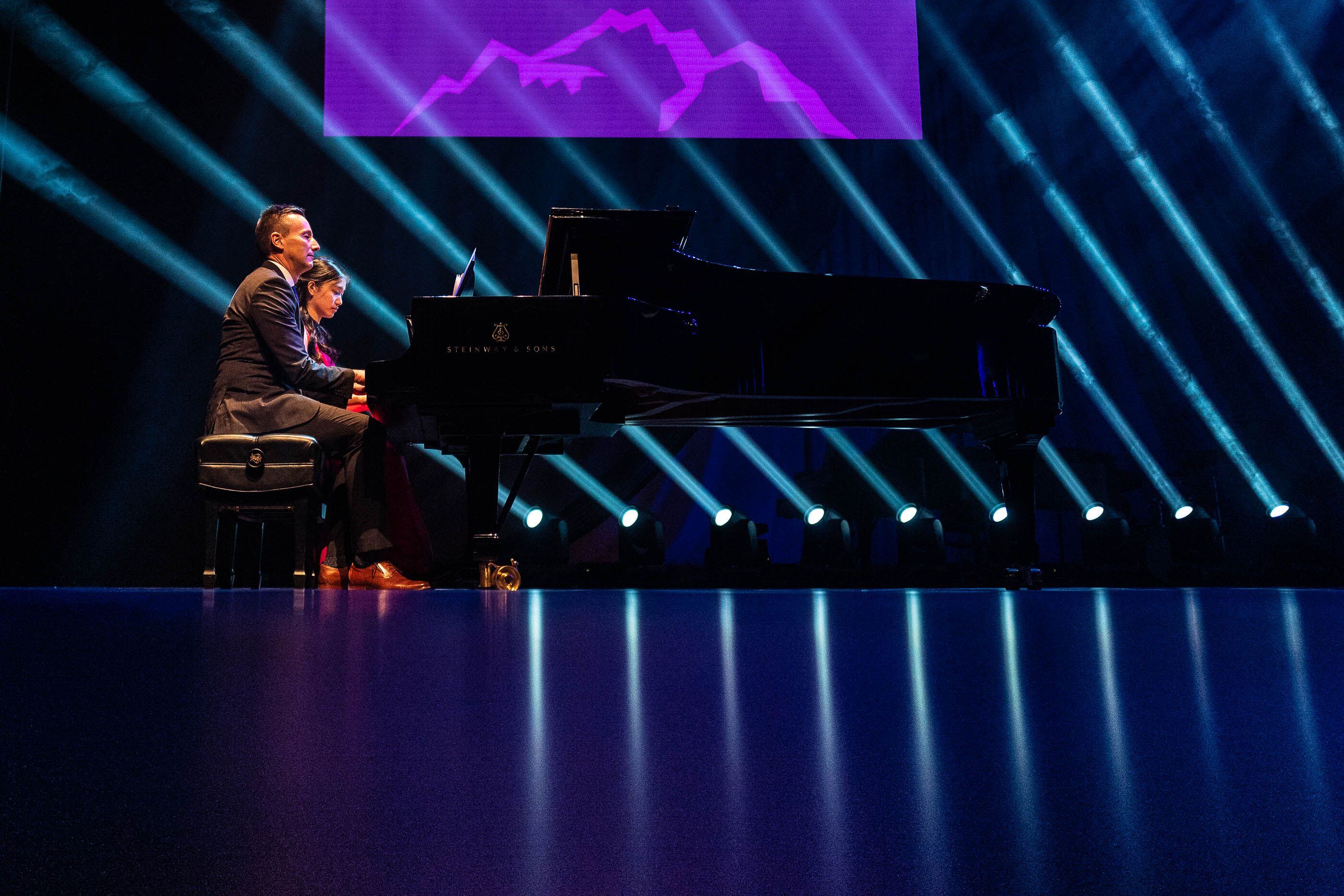 (Trent Nelson | The Salt Lake Tribune) Brad Mortensen performs a duet with Ling-Yu Lee at his inauguration as the president of Weber State University in Ogden on Tuesday, Jan. 7, 2020.