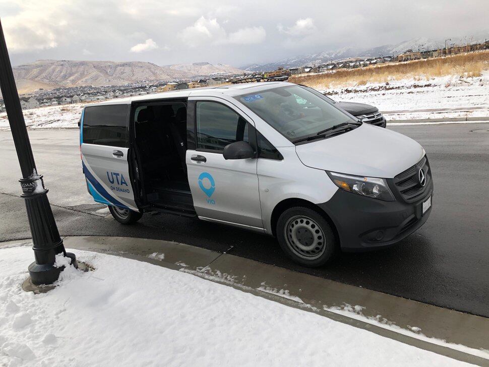 (Lee Davidson | Tribune file photo) A van for the new UTA On Demand microtransit service opens the door for passengers to enter in Herriman on Nov. 26, 2019.
