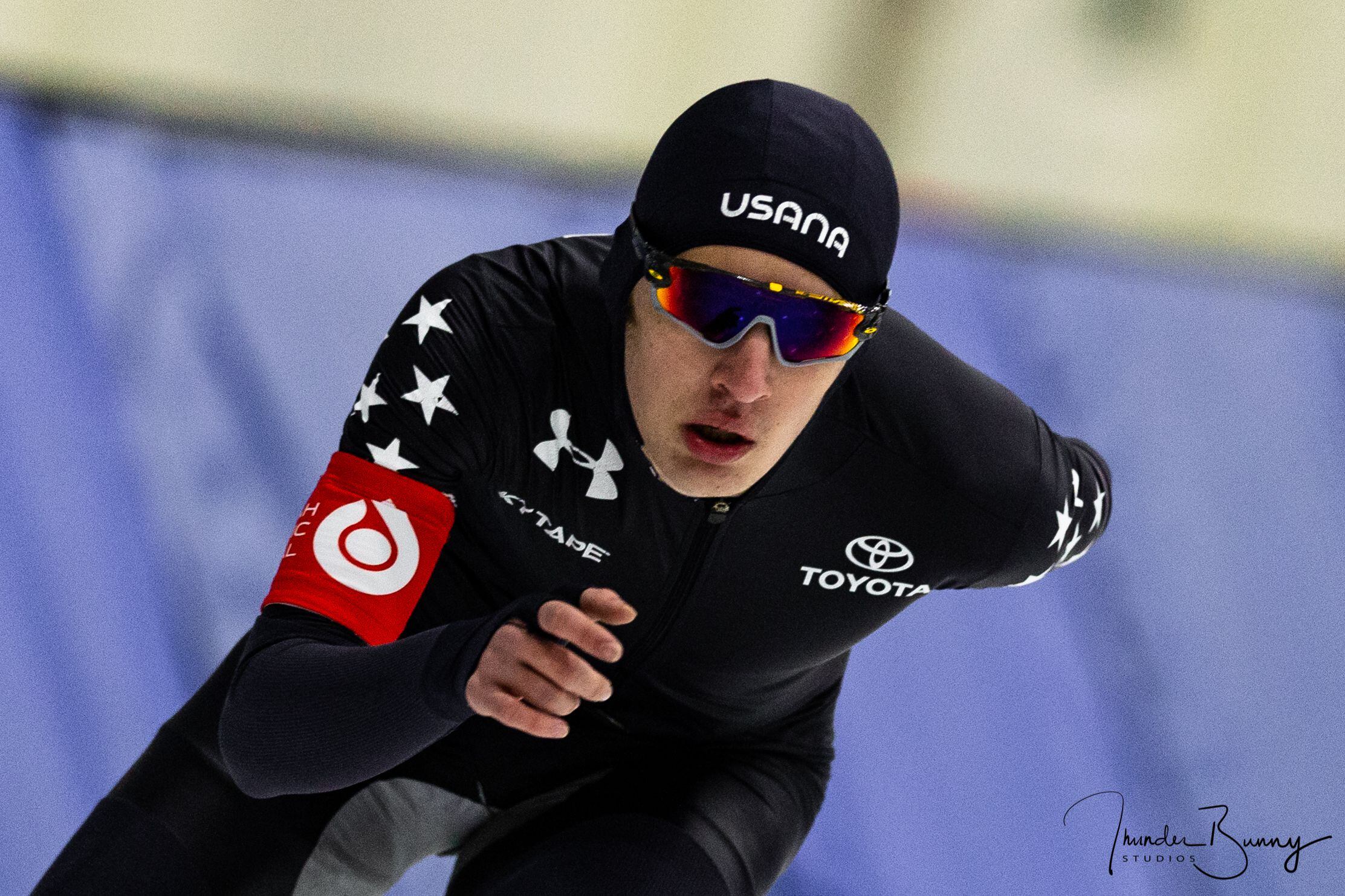 Photo courtesy of John Kleba | US Speedskating Casey Dawson of Park City races to the junior overall title Sunday, Dec. 29, 2019, the final day of the U.S. Speedskating Long Track National Championships at the Utah Olympic Oval in Kearns.