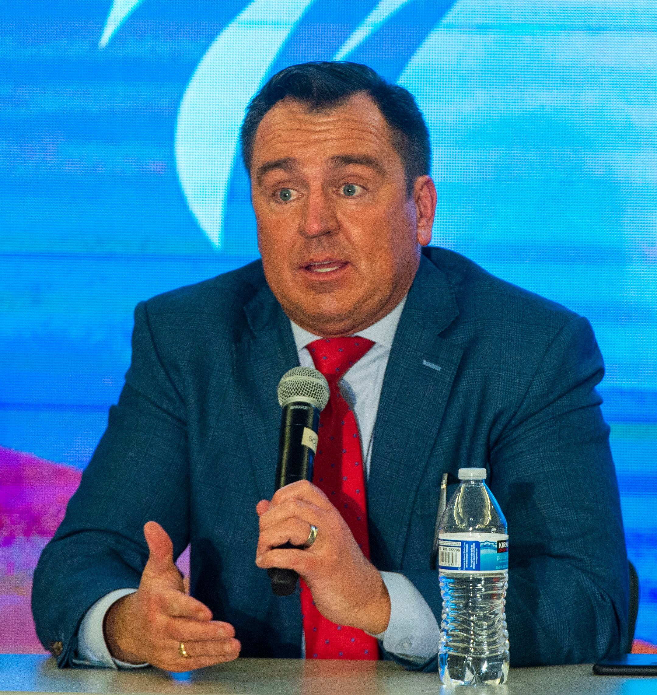 (Rick Egan | The Salt Lake Tribune) Greg Hughes answers a question during a Panel of Gubernatorial Candidates, at the annual Utah Eagle Forum Convention, in Sandy, Saturday, Jan. 11, 2020.