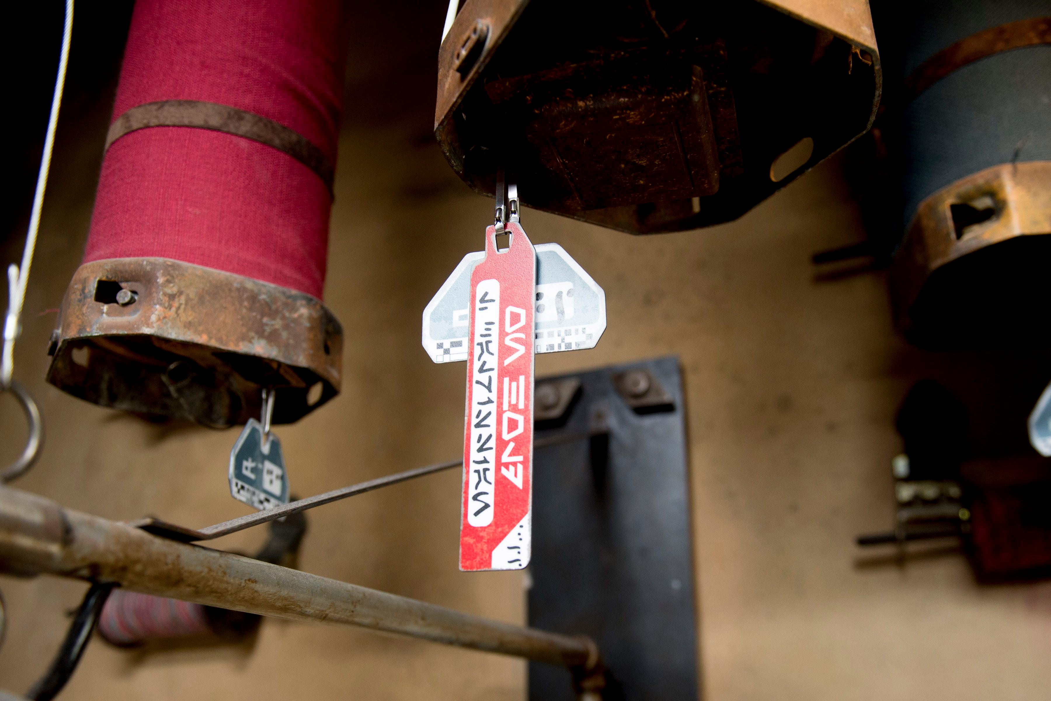 (Jeremy Harmon | The Salt Lake Tribune) A tag shows that Lando Calrissian has put a bolt of cloth on hold in the marketplace at Star Wars: Galaxy's Edge in Anaheim, Ca. on Wednesday, May 29, 2019. There are many items like this scattered throughout the park that reference different eras of the Star Wars saga.