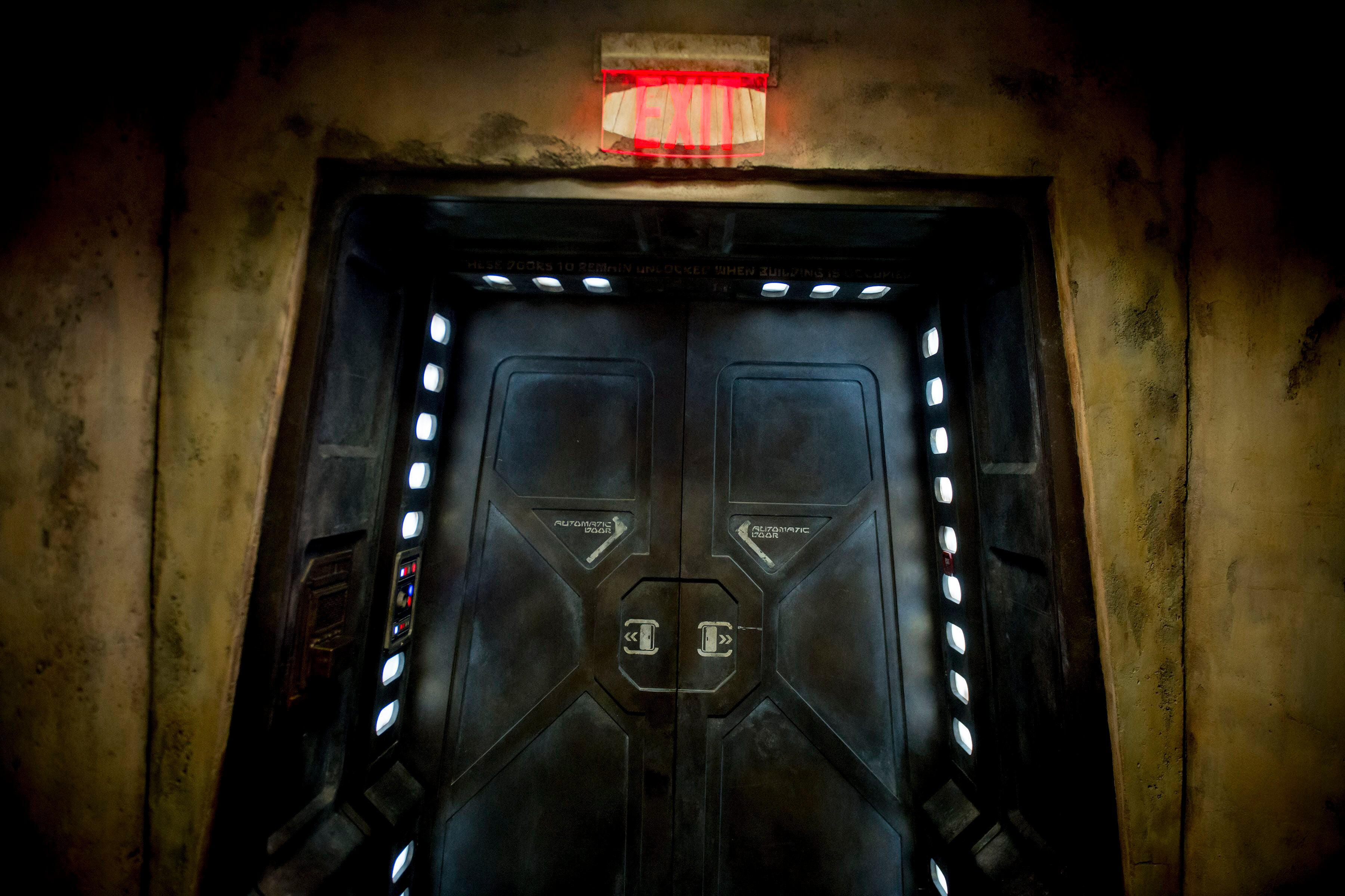 (Jeremy Harmon | The Salt Lake Tribune) A door that leads out of the Droid Depot at Star Wars: Galaxy's Edge in Anaheim, Ca. on Wednesday, May 29, 2019.