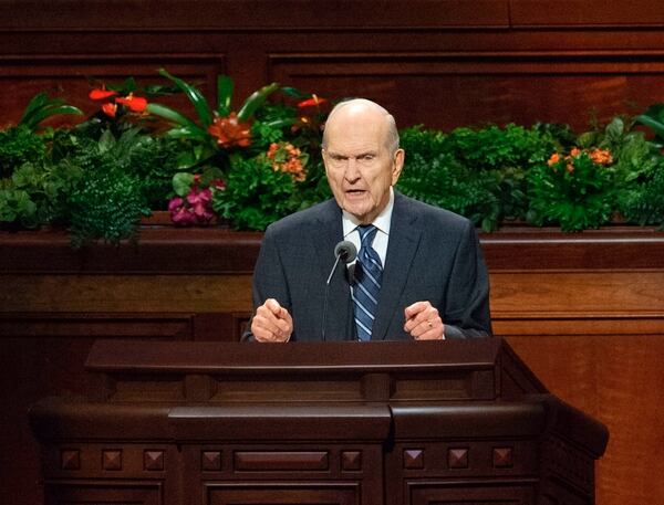 (Keith Johnson | Special to The Tribune) President Russell M. Nelson speaks on the name of the church during the 188th Semiannual General Conference of the Church of Jesus Christ of Latter-day Saints on Oct. 7, 2018, in Salt Lake City.