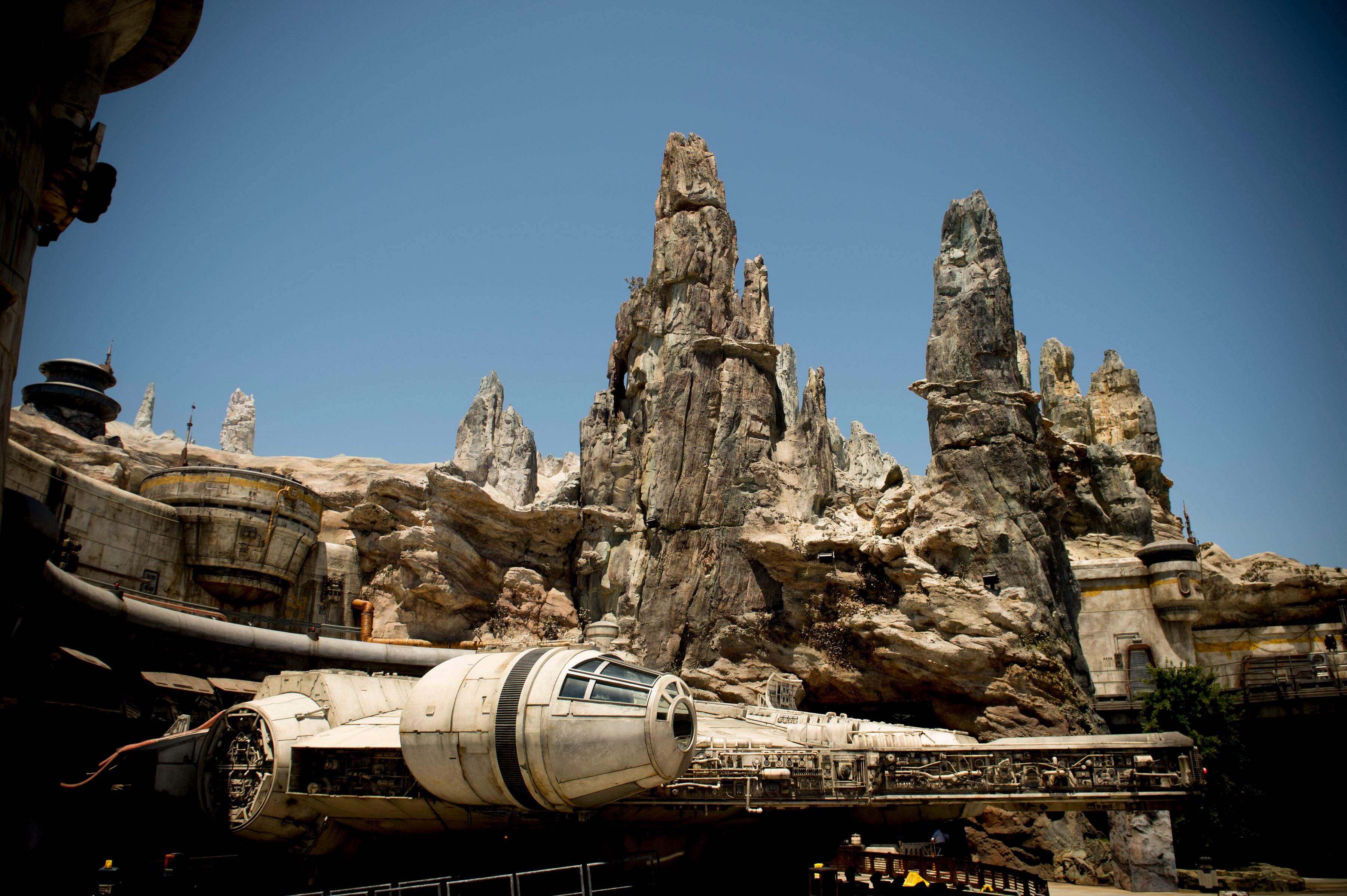 (Jeremy Harmon | The Salt Lake Tribune) The Millennium Falcon is docked at Black Spire Outpost at Star Wars: Galaxy's Edge in Anaheim, Ca. on Wednesday, May 29, 2019.