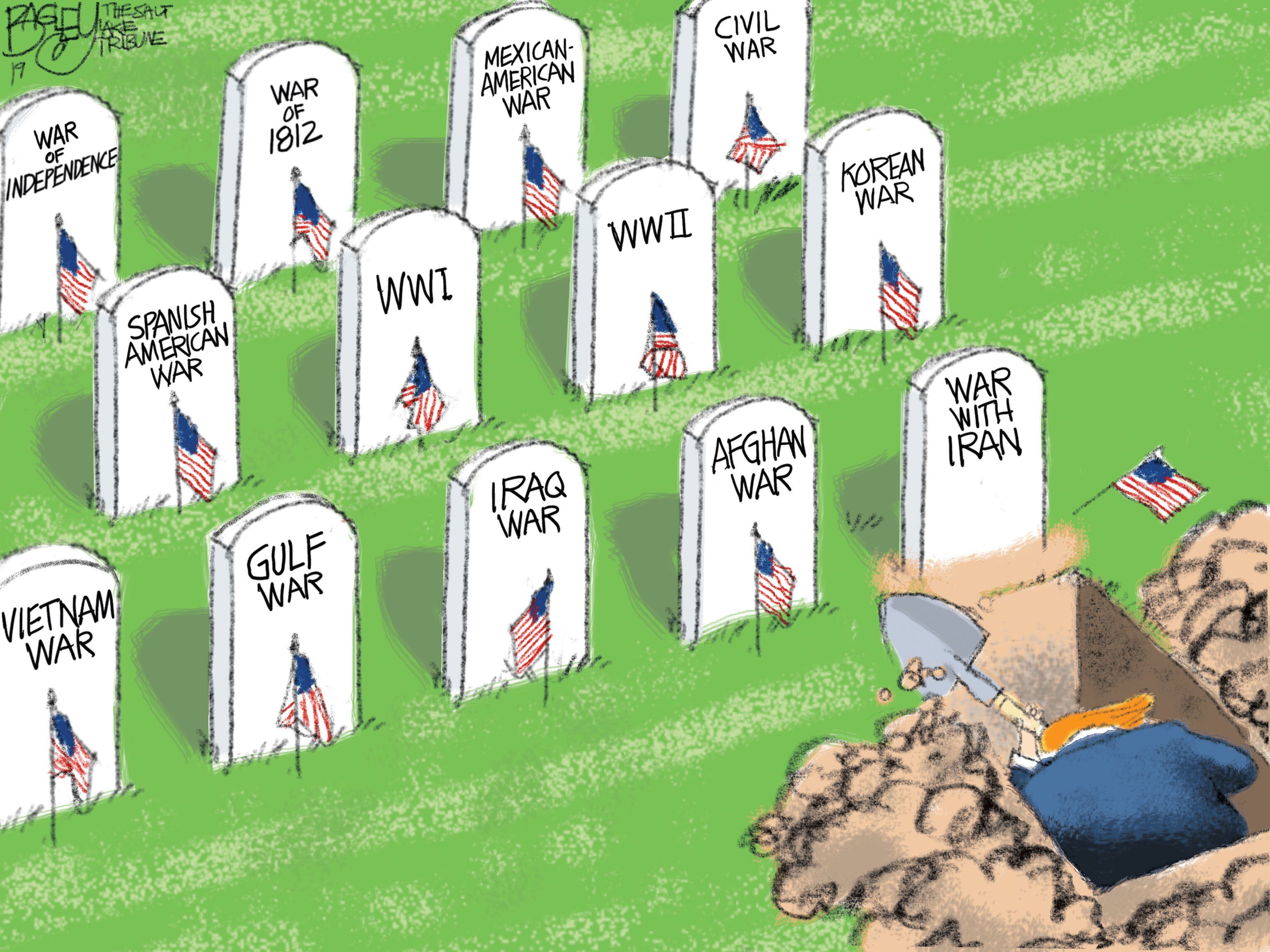 (Pat Bagley | The Salt Lake Tribune) This cartoon, titled “Memorial Day 2019,” appears in the Salt Lake Tribune on Sunday, May 26, 2019.