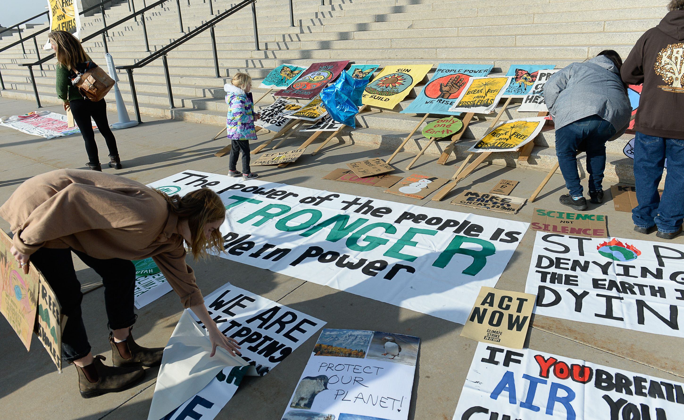 (Francisco Kjolseth | The Salt Lake Tribune) Fridays For Future, Utah Youth Environmental Solutions, and partners begin to gather on the steps of the Utah Capitol to rally in opposition to UtahÕs final oil and gas lease sale of 2019 that will auction off public lands and further fossil fuel development, on Friday, Dec. 6, 2019.