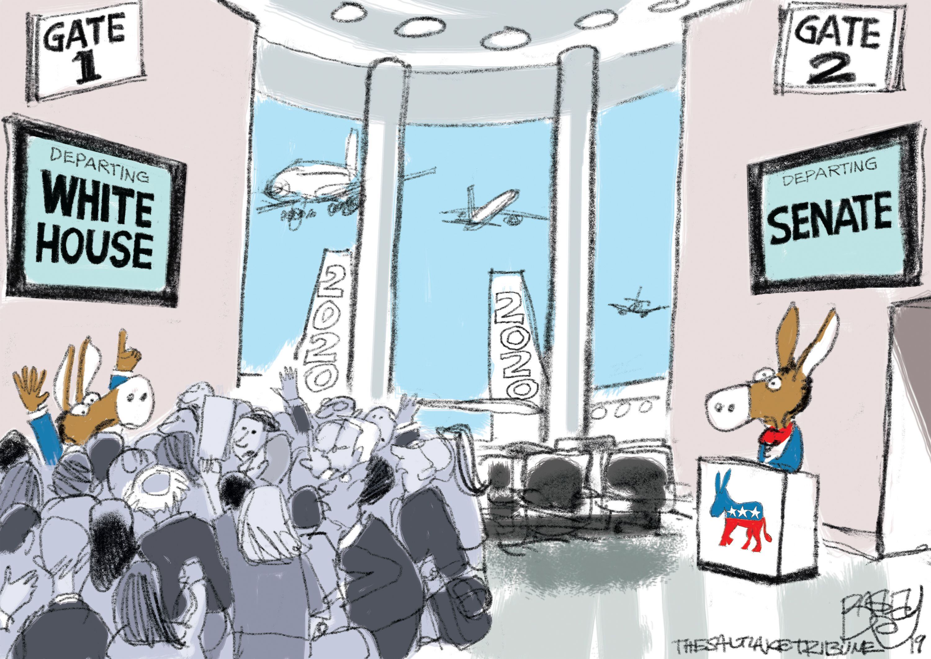 (Pat Bagley | The Salt Lake Tribune) This cartoon, titled "Donkey Air," appears in The Salt Lake Tribune on Tuesday, May 21, 2019.