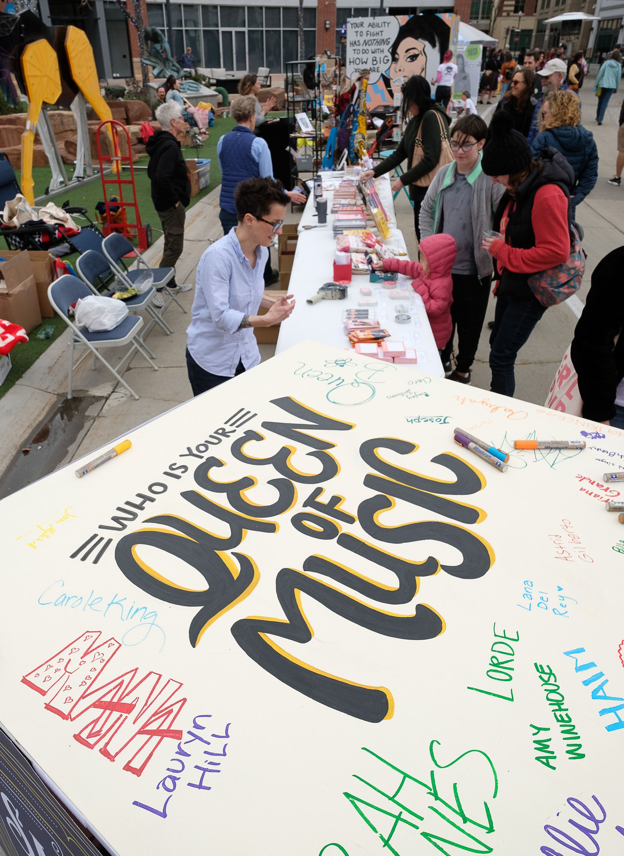 (Francisco Kjolseth | The Salt Lake Tribune) The Gateway, KRCL Radio and The Blocks partner up to celebrate women in music on International Women’s Day with the "Queens of Music Festival," at The Gateway on Saturday, March 7, 2020, with vendors that support women run business, interactive mural paintings and live music.