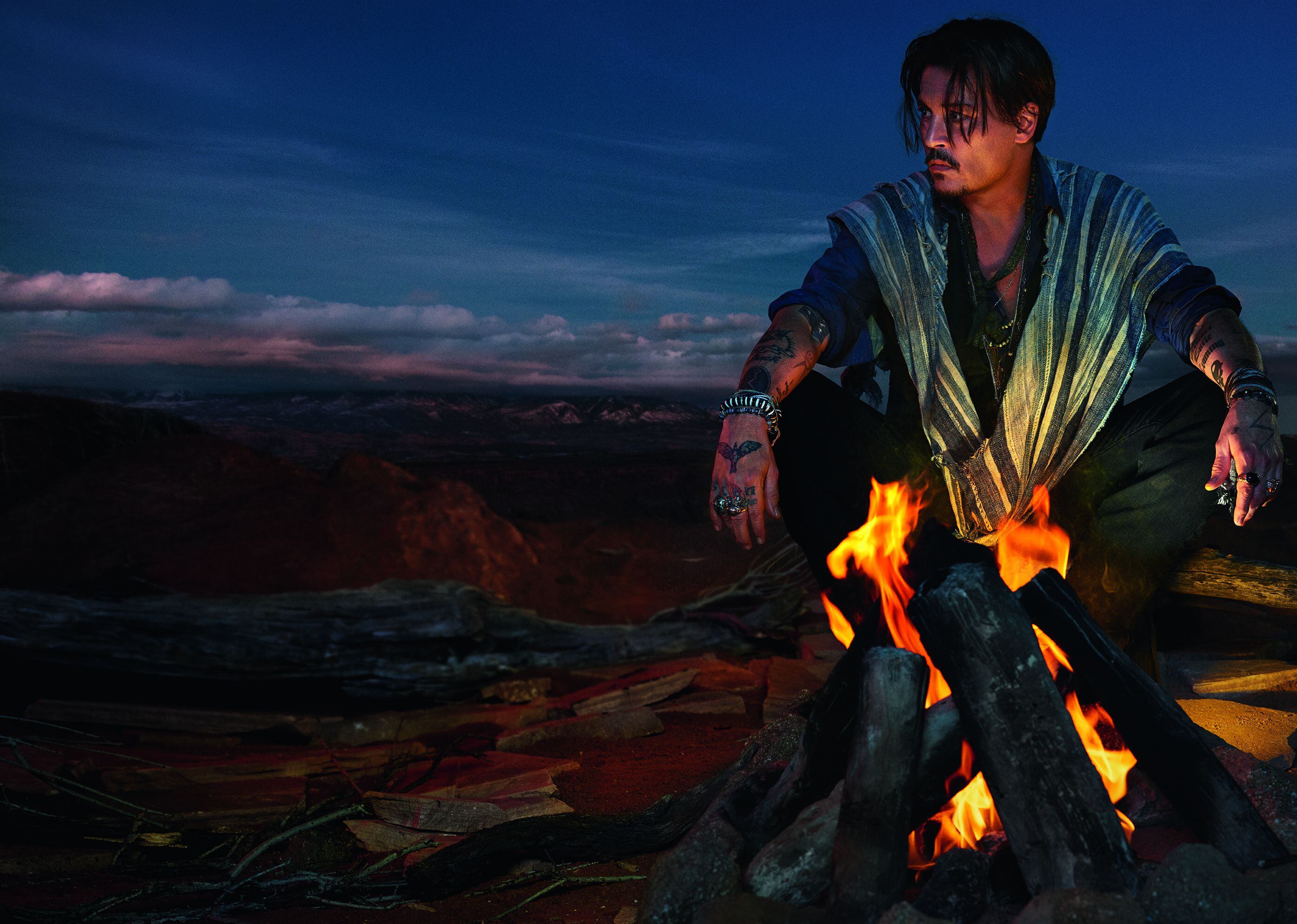 (Photo courtesy House of Dior) Johnny Depp appears in an ad for Dior's fragrance Sauvage, filmed recently in southern Utah.