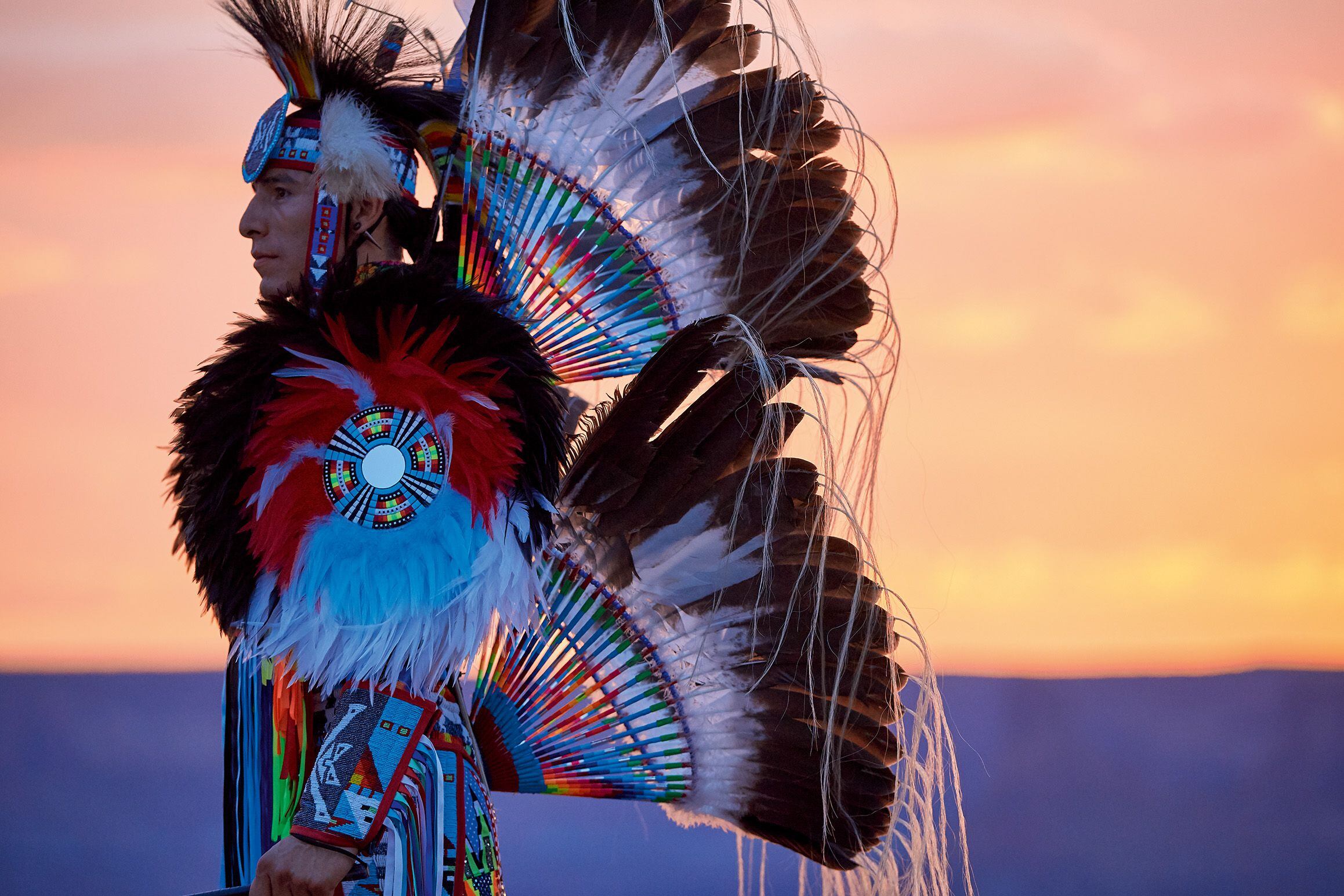 (Image courtesy Parfums Christian Dior) Dancer Canku One Star, a member of the Rosebud Sioux tribe, performs in a commercial for Christian Dior's men's fragrance Sauvage, filmed in southeast Utah.