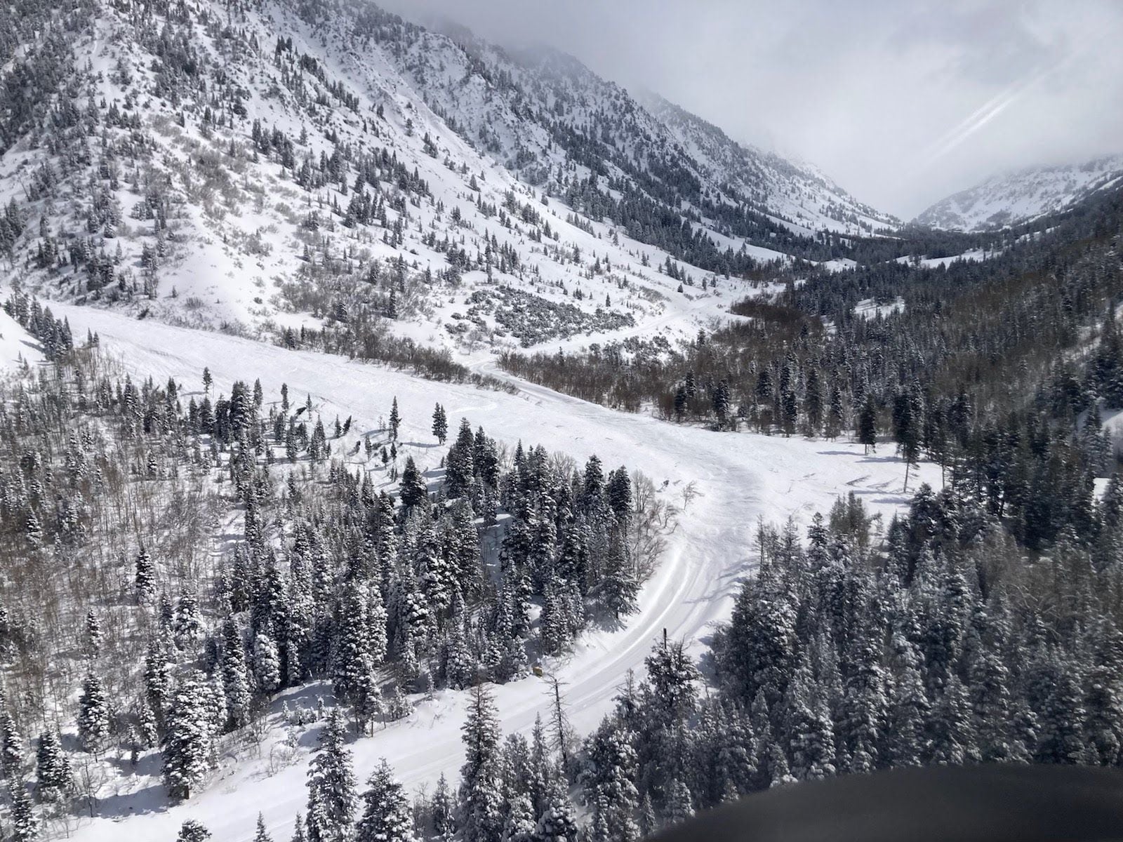 Utah Department of Transportation/contributed This aerial photo shows an avalanche slide in the White Pines area of Little Cottonwood Canyon on Wednesday, April 5, 2023. The highway has been closed since Sunday night due to high and unpredictable avalanche danger and deep snow.