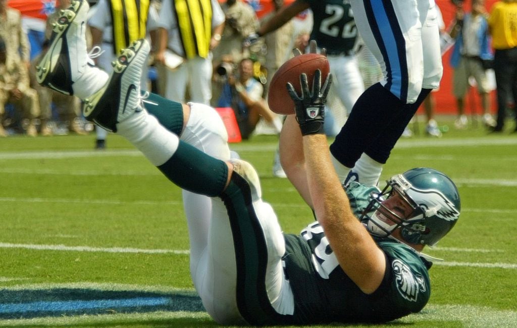 A Philadelphia Eagles fan cheers on his team during the game