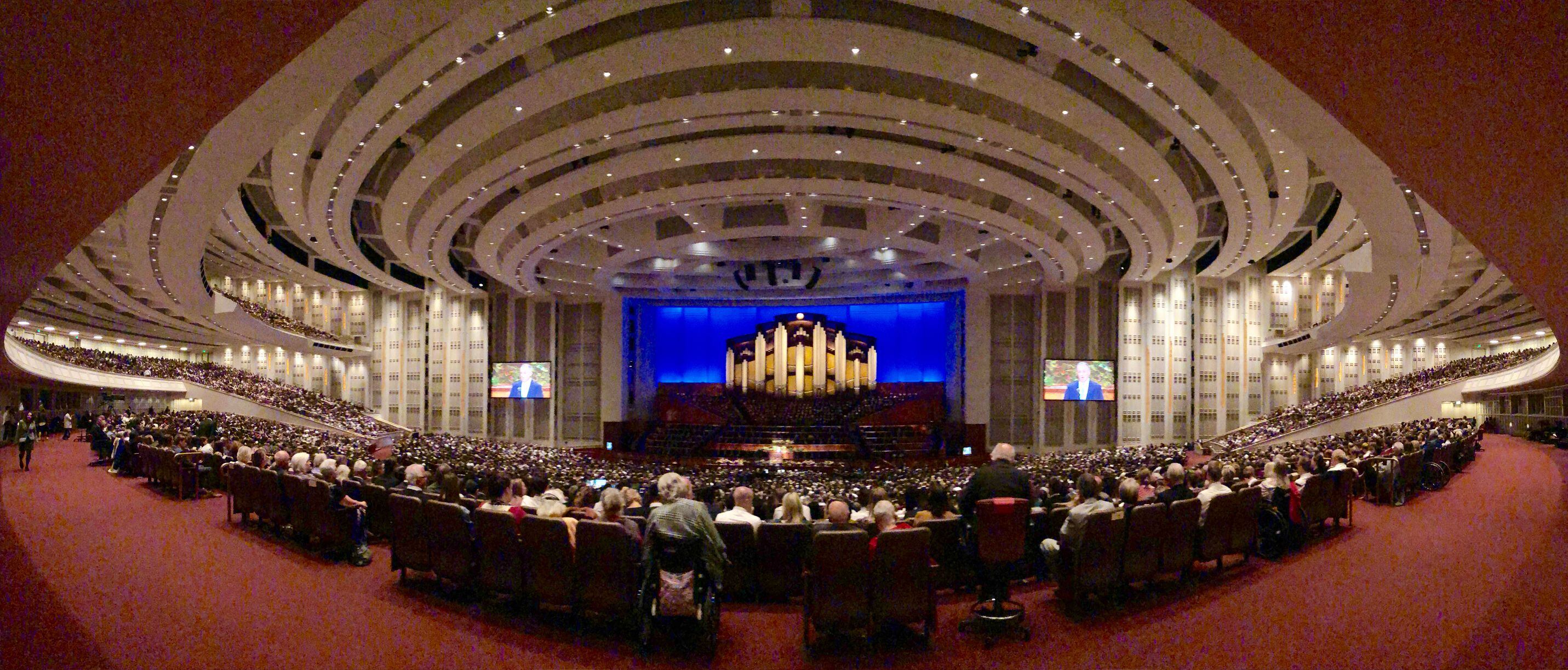 (Francisco Kjolseth | The Salt Lake Tribune) People listen during the Sunday session of the 189th twice-annual General Conference of The Church of Jesus Christ of Latter-day Saints at the Conference Center in Salt Lake City on Sunday, Oct. 6, 2019.