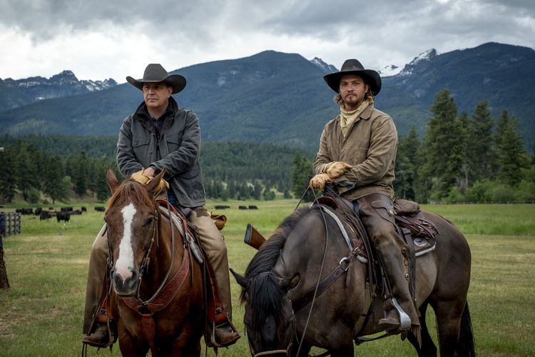 (Photo courtesy of the Paramount Network) Kevin Coster as John Dutton and Luke Grimes as Kayce Dutton in “Yellowstone.”