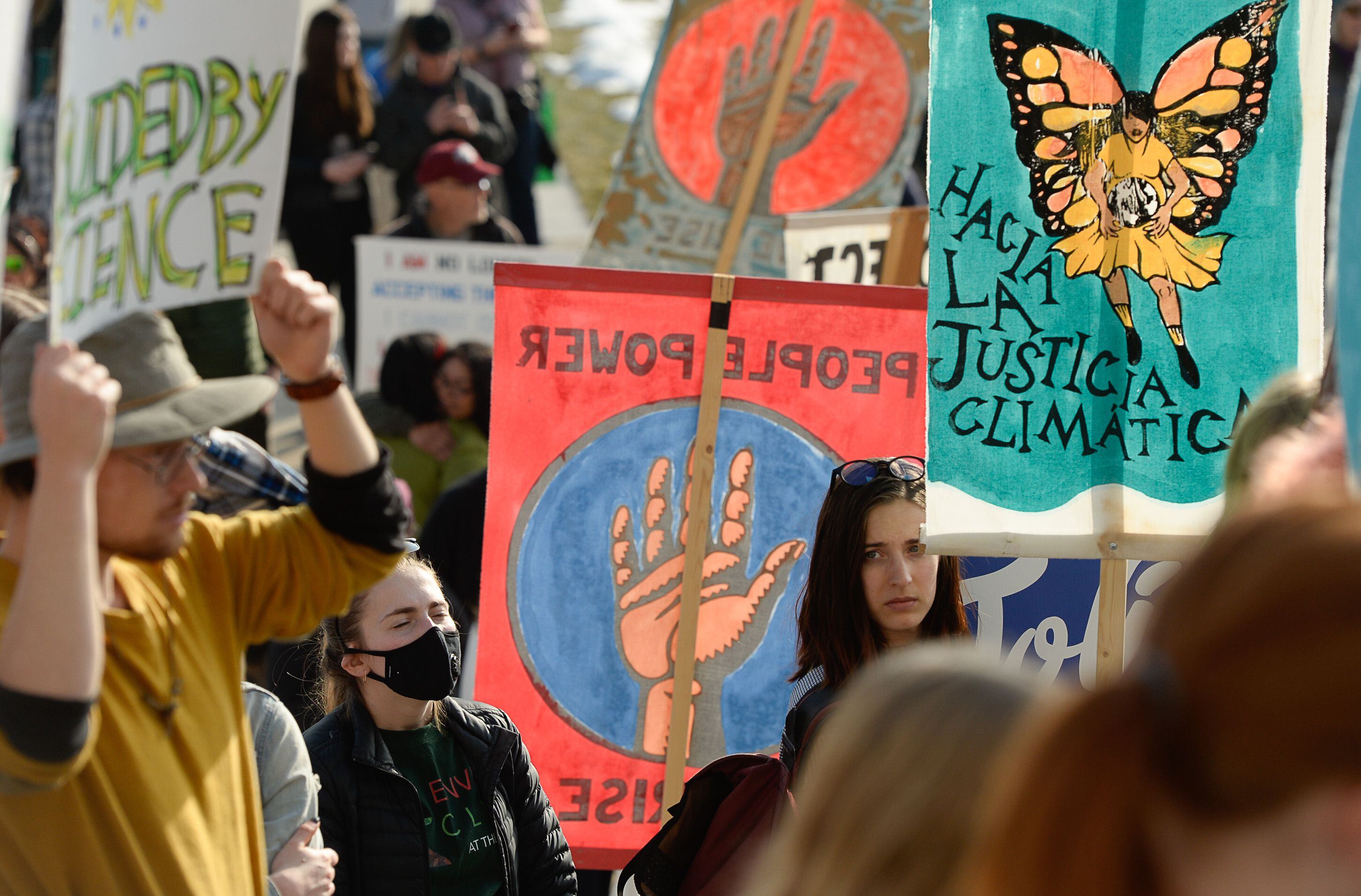 (Francisco Kjolseth | The Salt Lake Tribune) Fridays For Future, Utah Youth Environmental Solutions, and partners strike in opposition to UtahÕs final oil and gas lease sale of 2019 that will auction off public lands and further fossil fuel development during a rally on the steps of the Utah Capitol on Friday, Dec. 6, 2019.