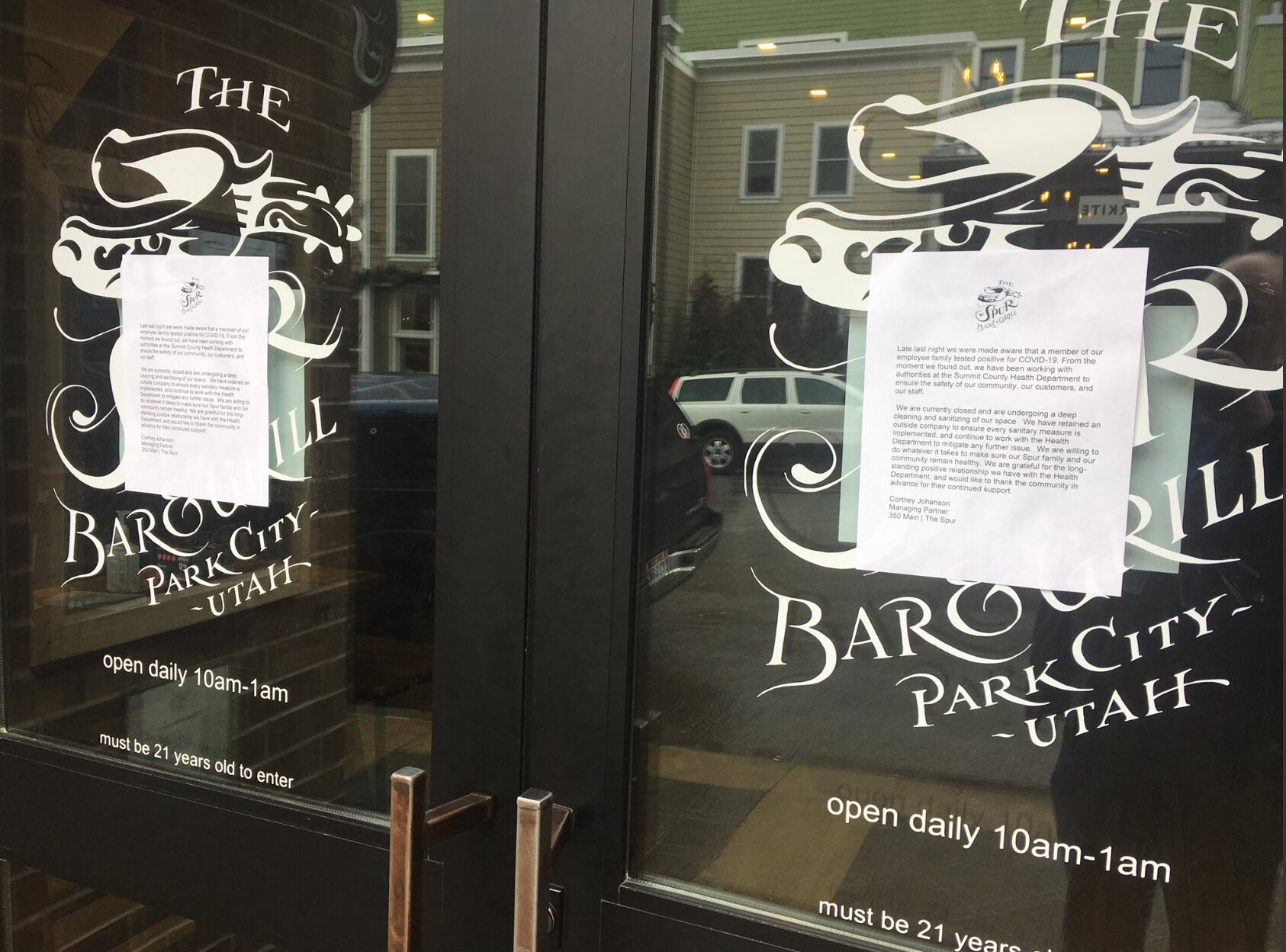 (Sean P. Means | The Salt Lake Tribune) The Spur Bar & Grill in Park City is closed after an employee contracted COVID-19. It was announced on Saturday, March 14, 2020, and was the first case of community spread found in Utah.