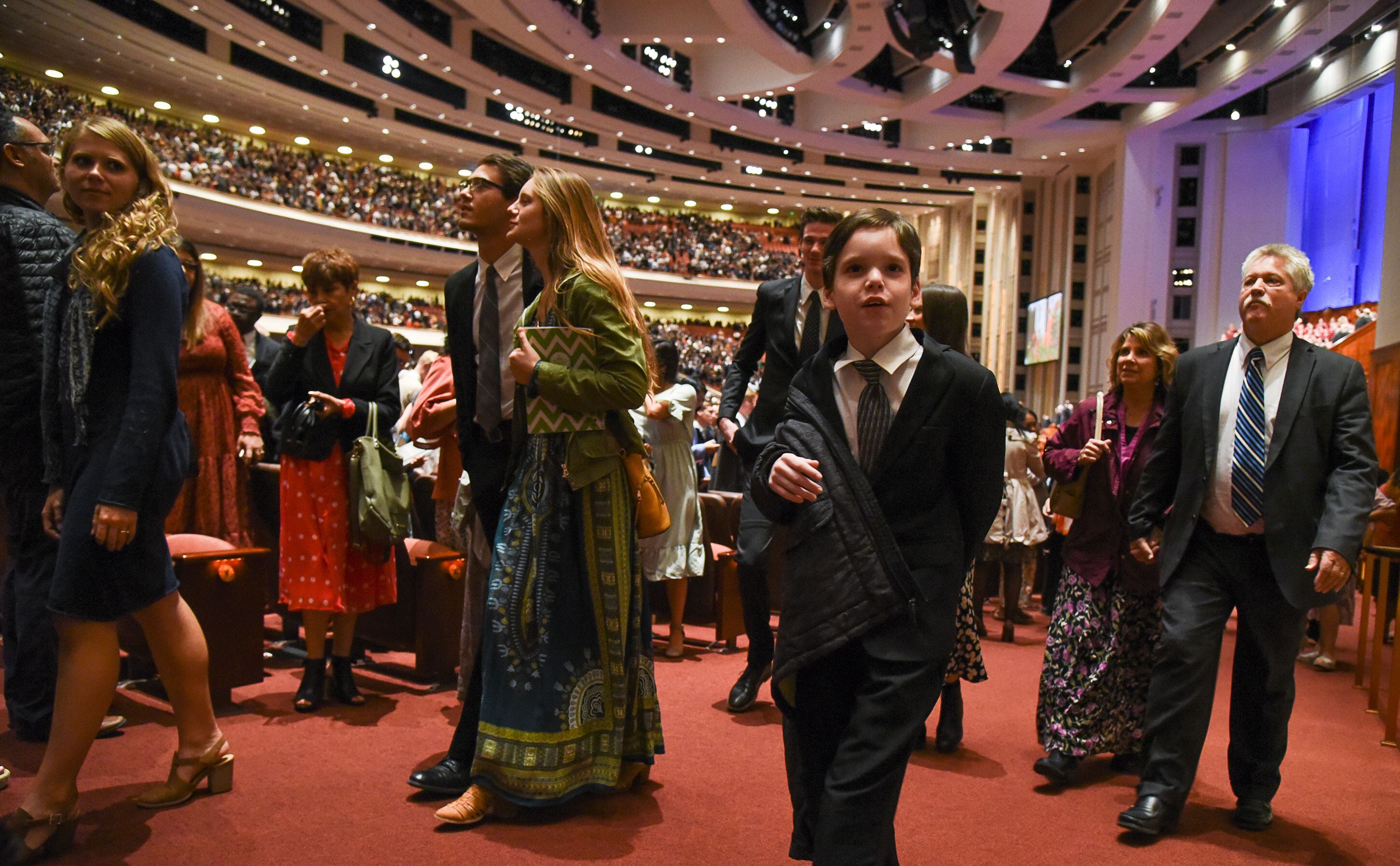 (Francisco Kjolseth | The Salt Lake Tribune) The Sunday morning session concludes of the 189th twice-annual General Conference of The Church of Jesus Christ of Latter-day Saints at the Conference Center in Salt Lake City on Sunday, Oct. 6, 2019.