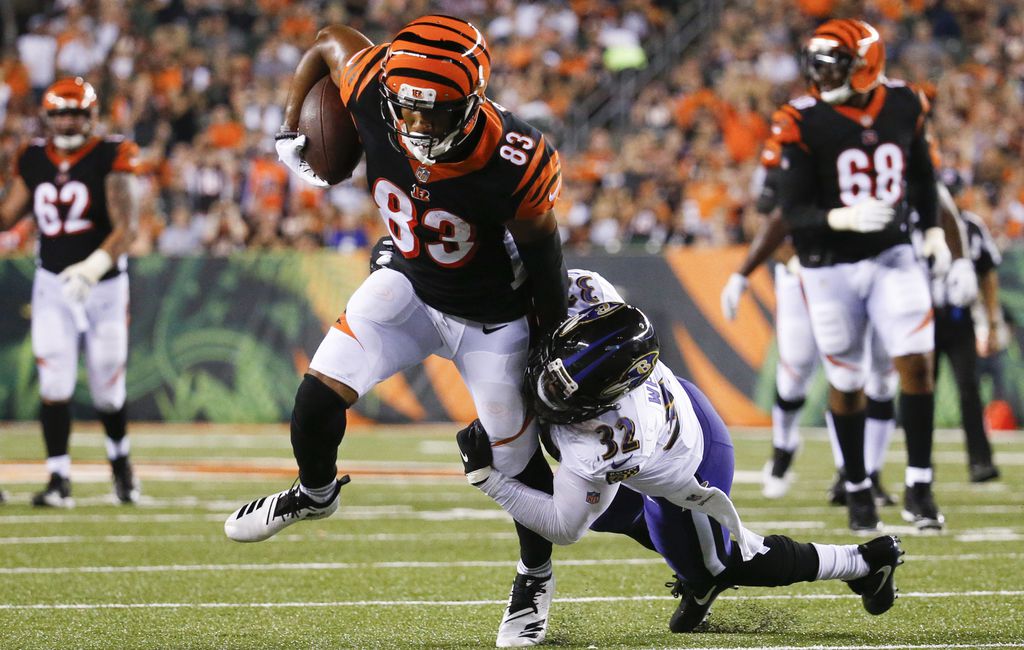 Cincinnati Bengals wide receiver Tyler Boyd (83) during the first half of  an NFL football game …