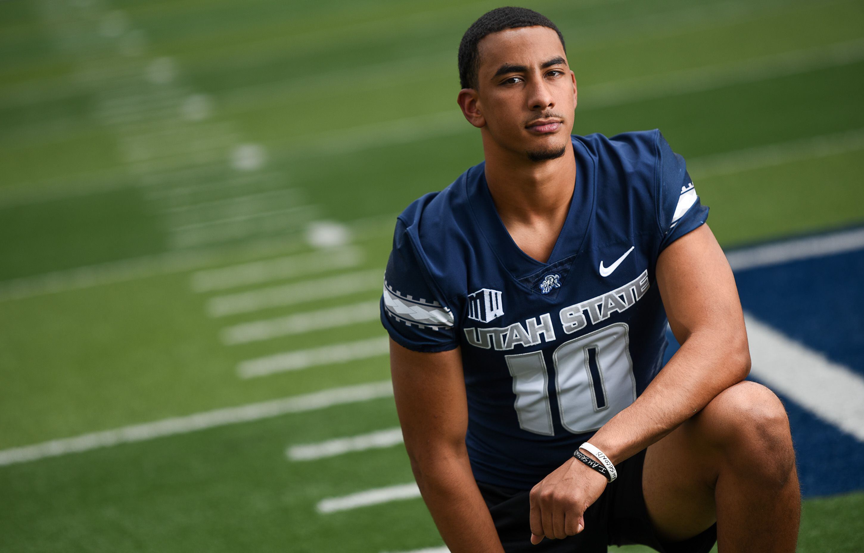 (Francisco Kjolseth | The Salt Lake Tribune) Jordan Love for the start of preseason camp for USU football on Wed. July 31, 2019.