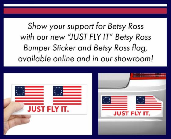 (Screenshot) A screenshot from a Colonial Flag email advertising new Betsy Ross flags and bumper stickers.