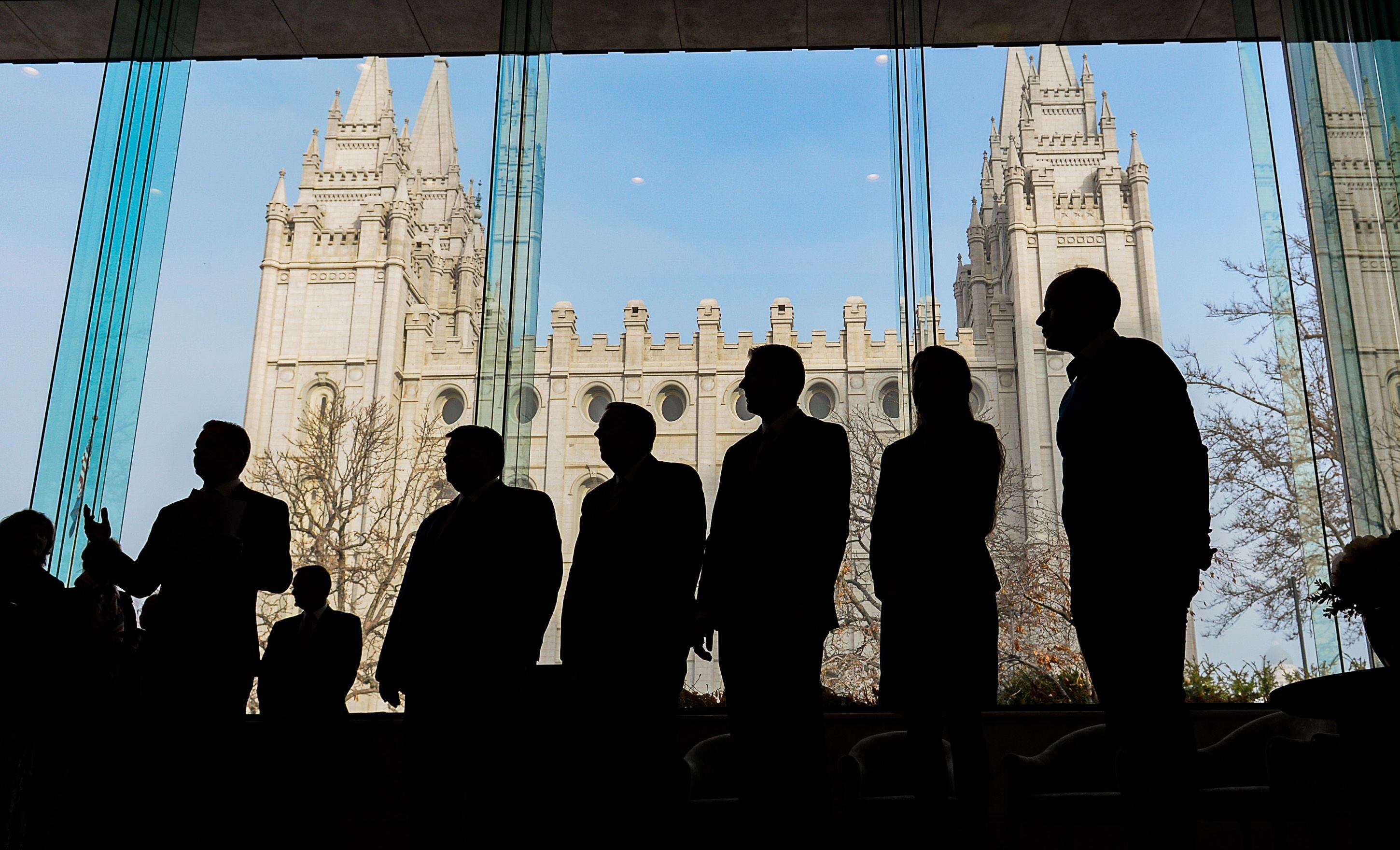 (Francisco Kjolseth | The Salt Lake Tribune) Representatives from The Church of Jesus Christ of Latter-day Saints are introduced on Wed. Dec. 4, 2019, before giving individualized insights into plans for extensive temple renovations set to close the temple Dec. 29, 2019, through 2024. Parts of the Temple Square Plaza are also set to be renovated.