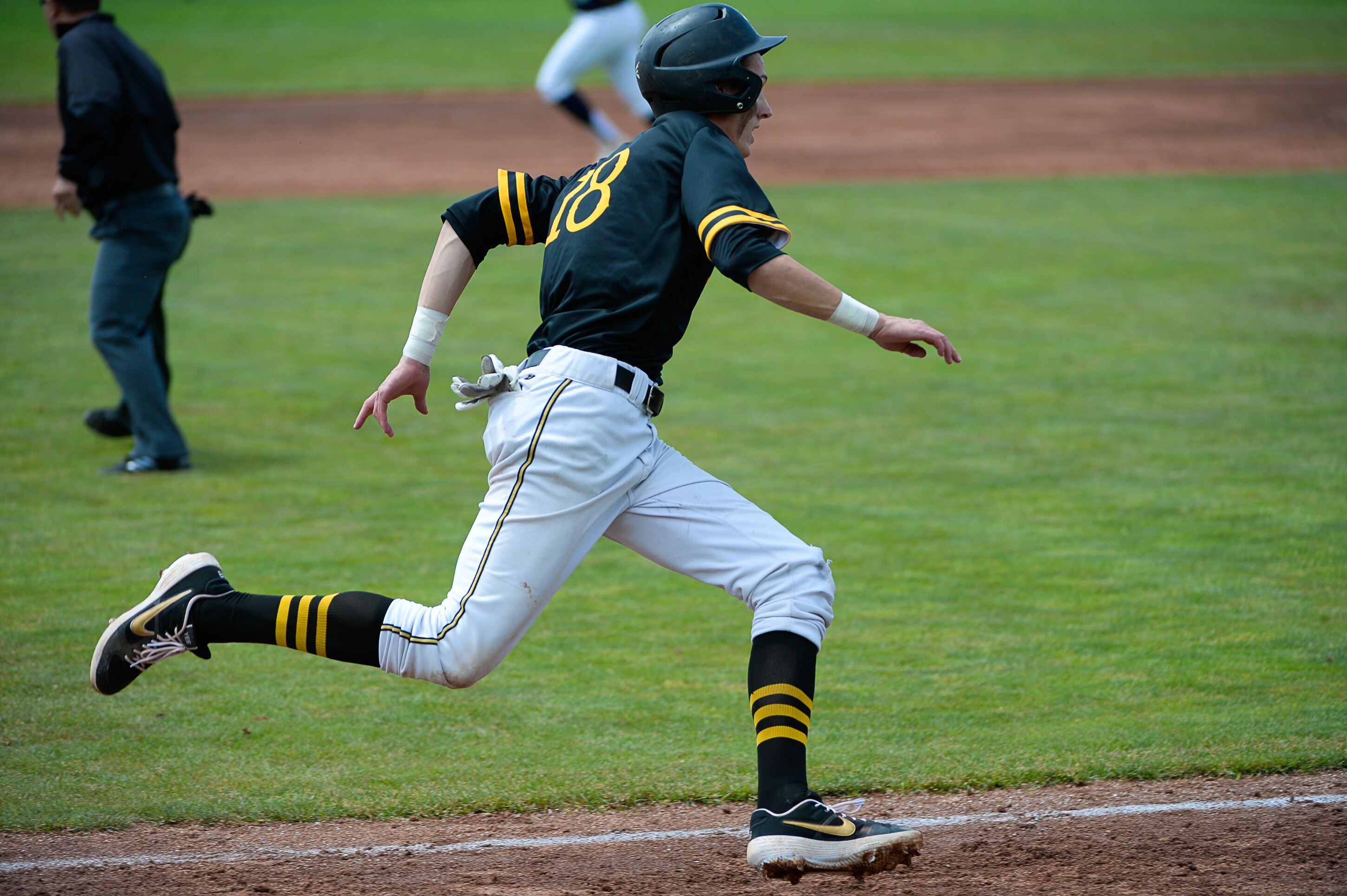 (Francisco Kjolseth | The Salt Lake Tribune) Dylan Reiser of Cottonwood rounds third base on his way home against Timpanogos during the 5A baseball championship game at UCCU Stadium on the UVU campus in Orem, Friday, May 24, 2019.