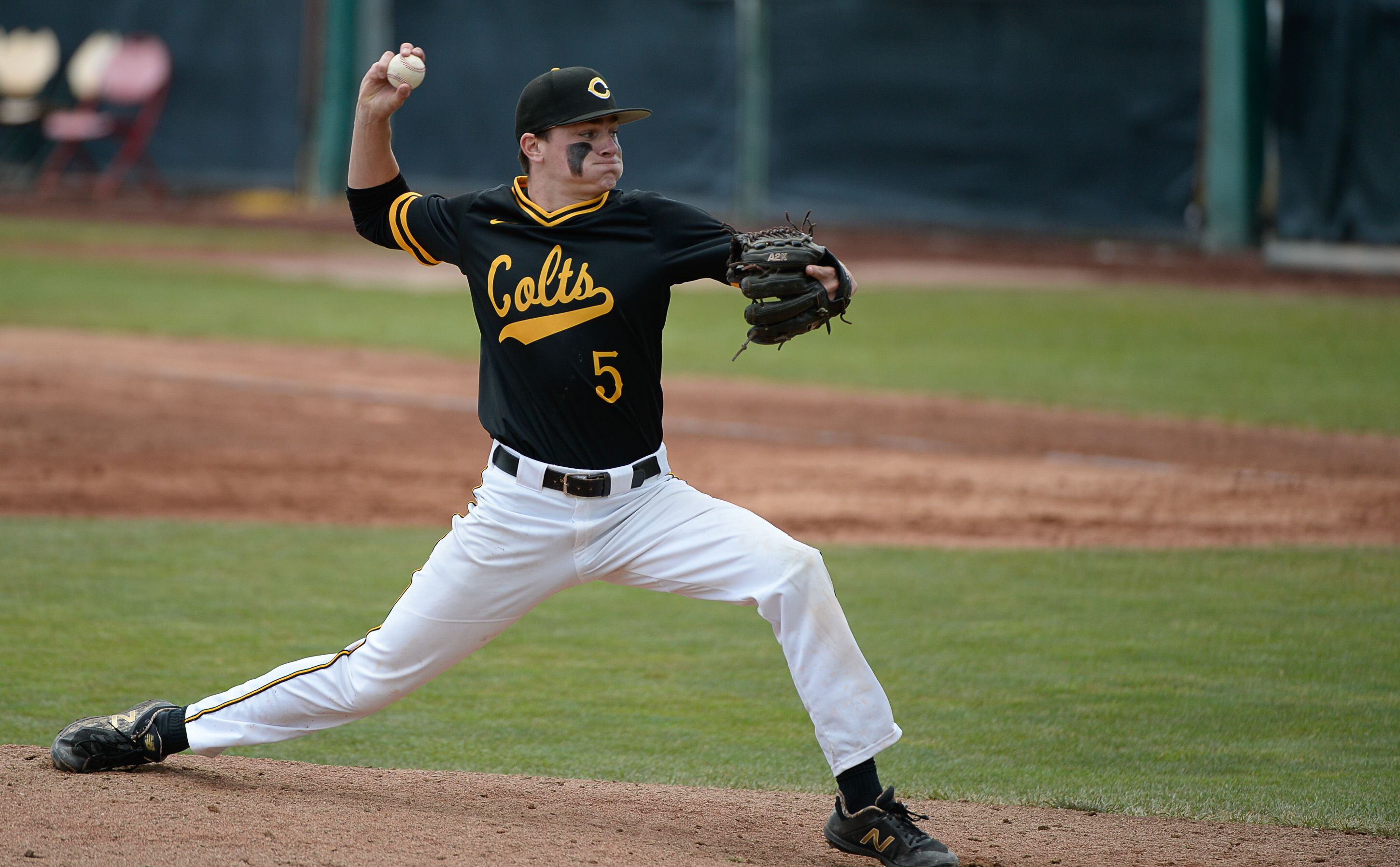 (Francisco Kjolseth | The Salt Lake Tribune) Cottonwood pitcher Carson Angeroth makes one of his final pitches against Timpanogos during their 6-5 win in the 5A baseball championship game at UCCU Stadium on the UVU campus in Orem, Friday, May 24, 2019.