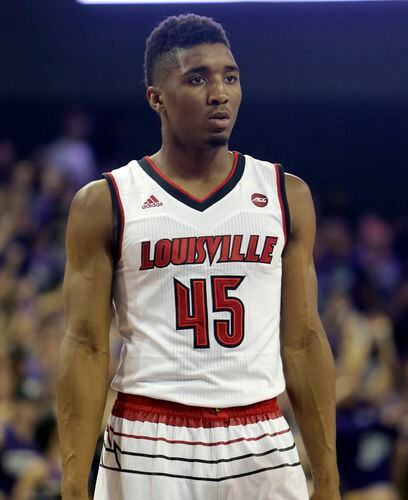 Louisville Cardinals guard Donovan Mitchell (45) during the NCAA