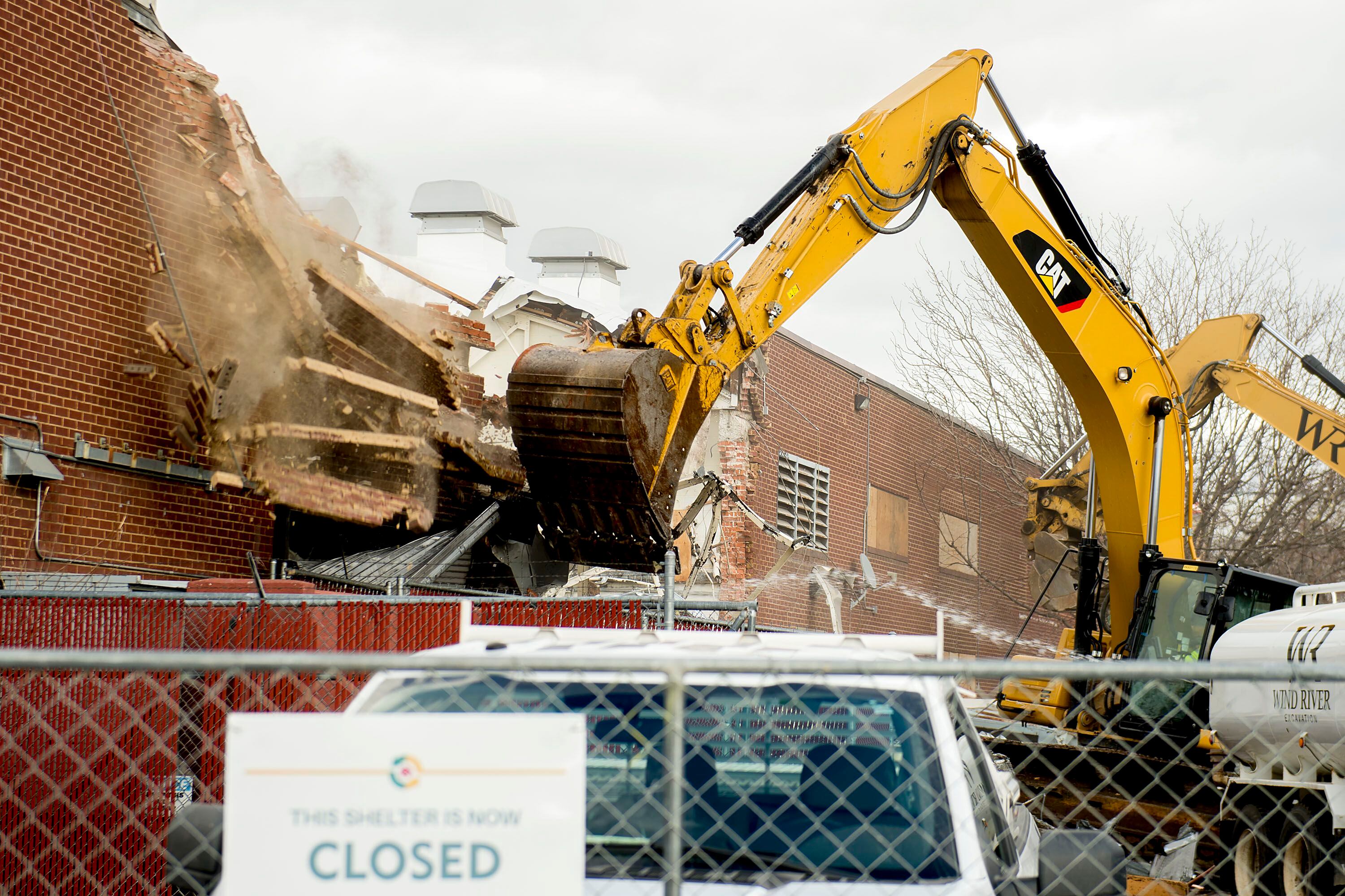 (Jeremy Harmon | The Salt Lake Tribune) Demolition begins on the Road Home shelter in Salt Lake City on Monday, January 27, 2020.