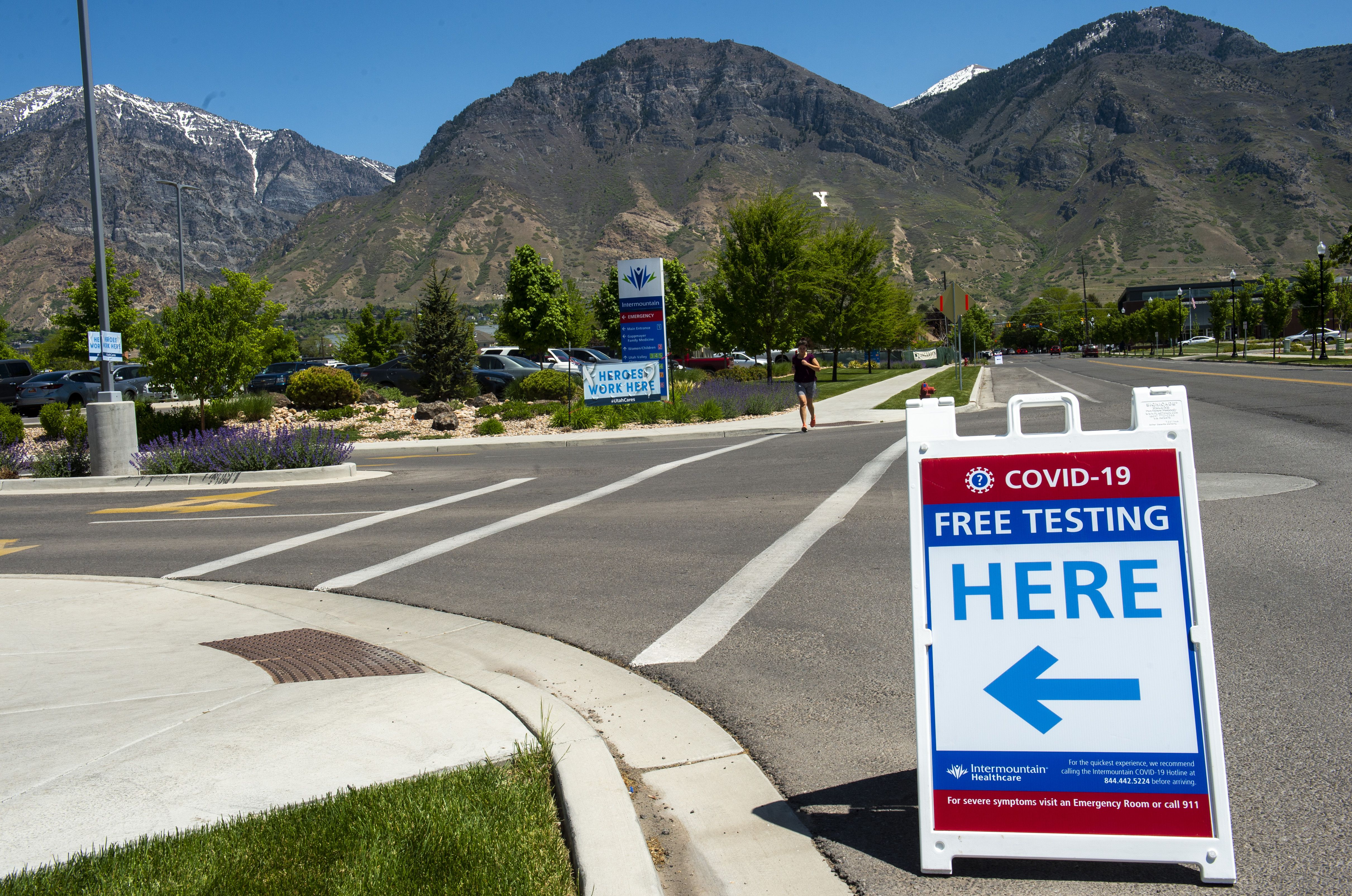 (Rick Egan | The Salt Lake Tribune) The Intermountain Healthcare Coronavirus Mobile Testing Unit at Utah Valley Hospital in Provo for the second day, Friday May 8, 2020.