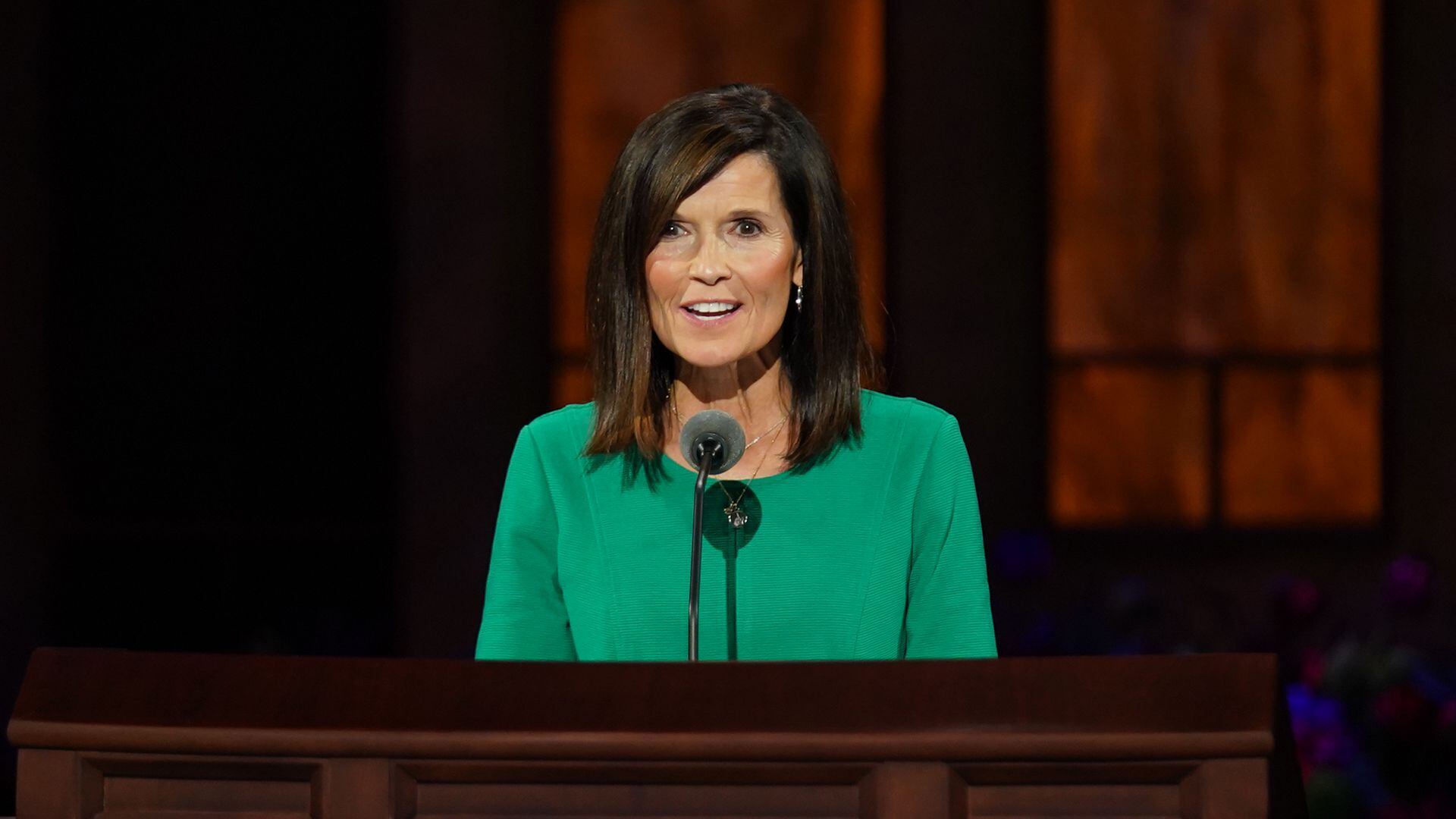 (Photo courtesy of The Church of Jesus Christ of Latter-day Saints) Rebecca M. Craven of the general Young Women presidency speaks at the women's session Saturday, Oct. 3, 2020.