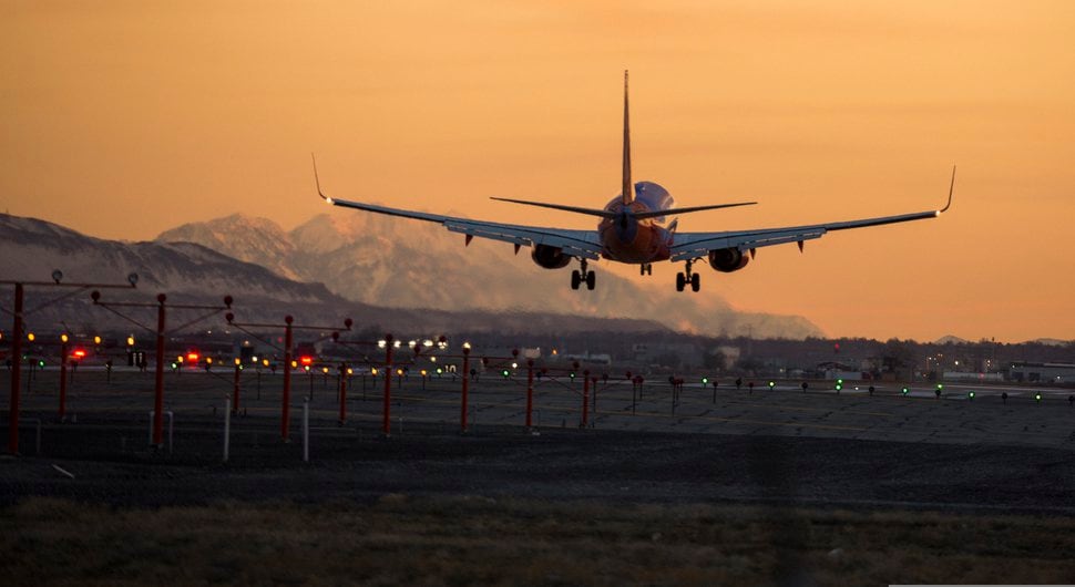 (Leah Hogsten | Tribune file photo) A plane takes off at Salt Lake City International Airport on Feb. 24, 2019.